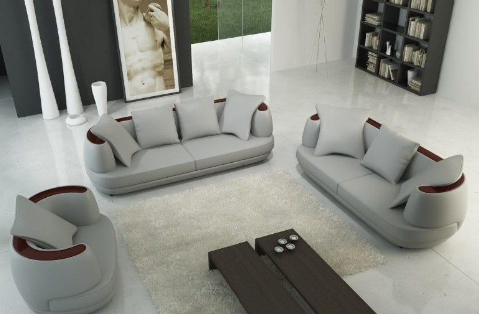 JVmoebel Sofa Ledersofa Designer Sofa Couch 3+2+1 Sofagarnitur Couchgarnitur  Sofas Garnitur