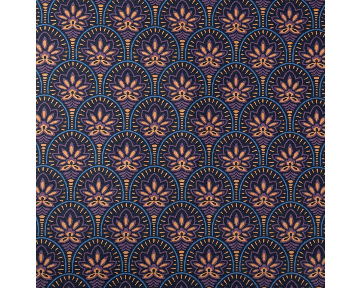 Thumbnail - SCHÖNER LEBEN. Stoff Tischdeckenstoff abwb. besch. Baumw. Art Deco Blumen blau 1,45m Br., abwaschbar