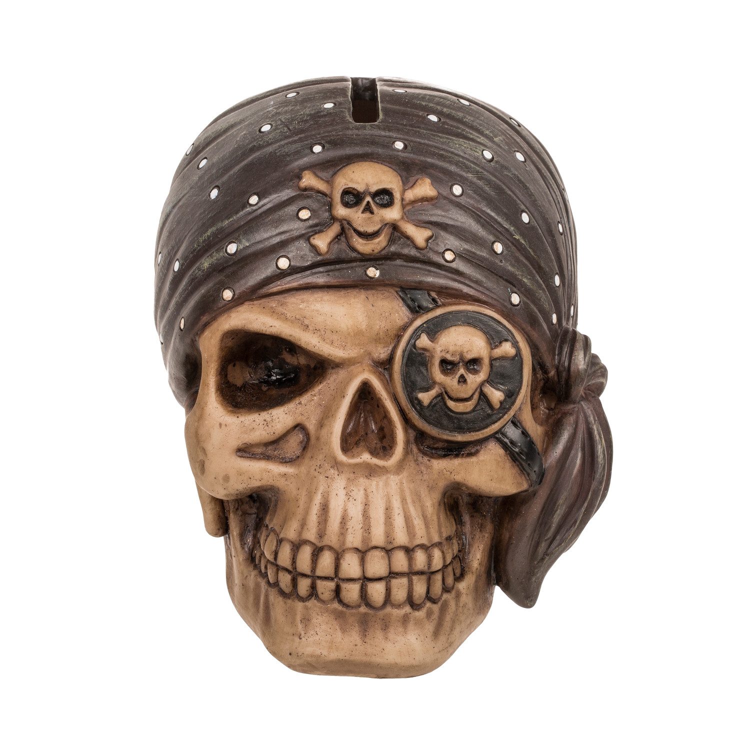 Spardose Pirat Totenkopf Spardose mit Augenklappe