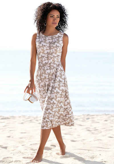 Beachtime Sommerkleid mit Blumendruck, Midikleid aus Jersey, Strandkleid