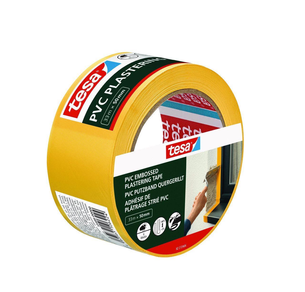 tesa Kreppband tesa Putzband PVC quergerillt gelb 33 m x 50 mm