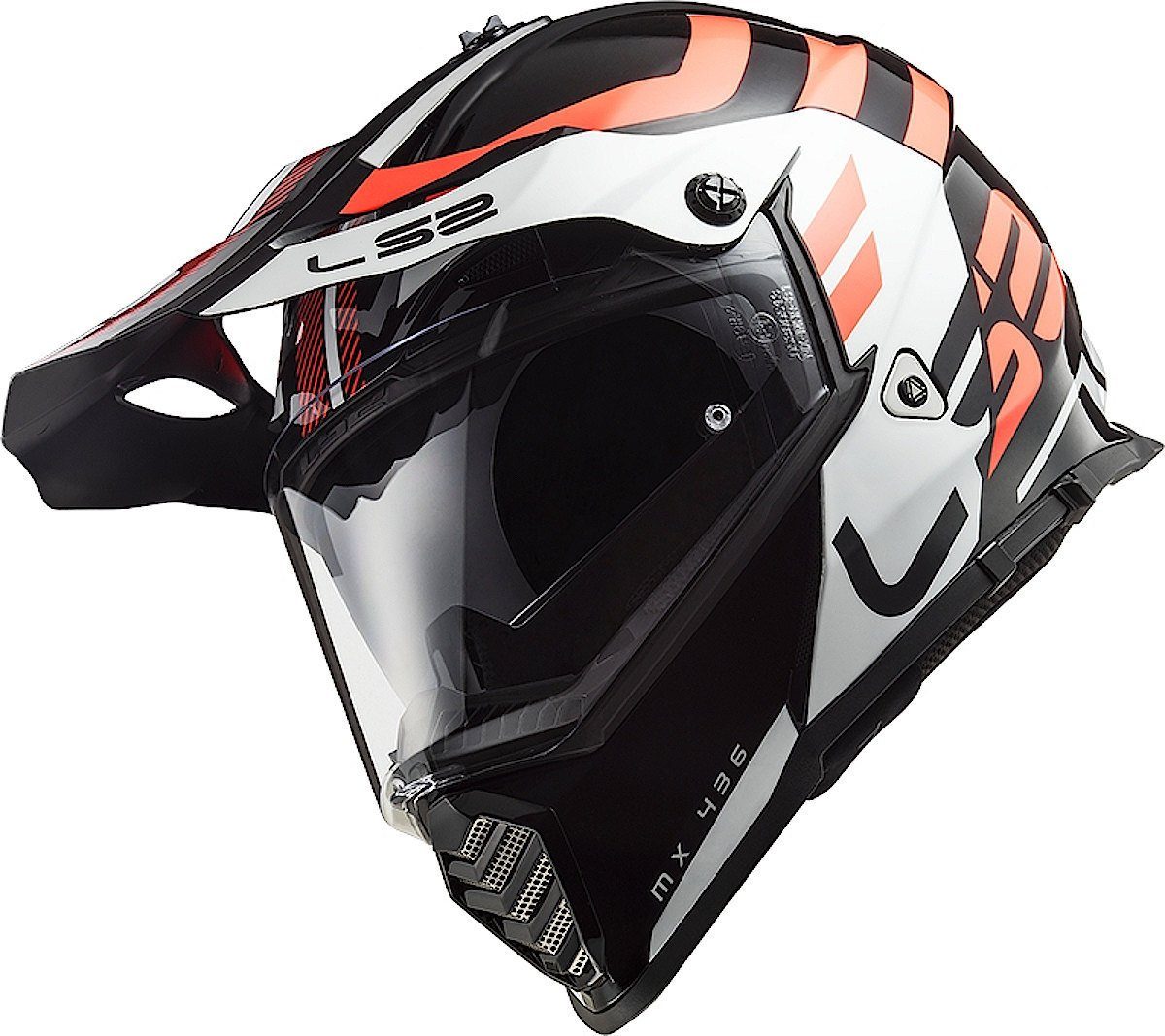 LS2 Motocrosshelm MX436 Pioneer Evo Adventurer Motocross Helm, vorbereitet für Kommunikationssystem,integriertes Sonnenvisier