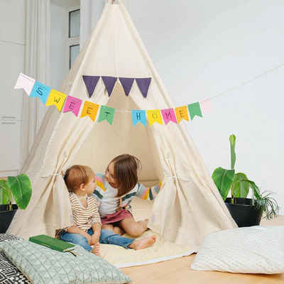 all Kids United Tipi-Zelt Kinder-Spielzelt Tipi Kinderzelt, Kinder-Zelt aus Baumwolle & Holz