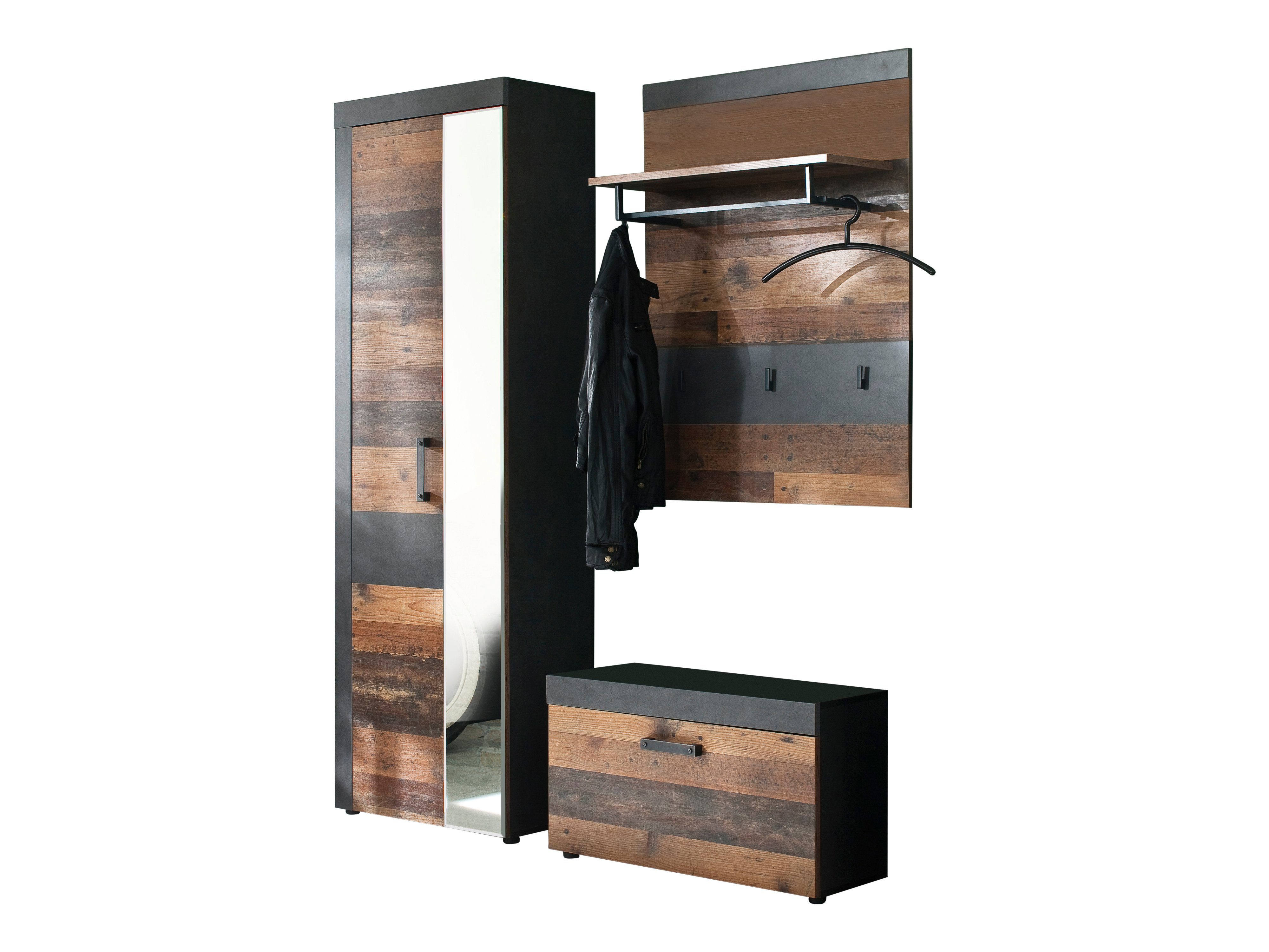ebuy24 Kleiderschrank Irwin Garderobenaufstellung B, grau Matera Dekor