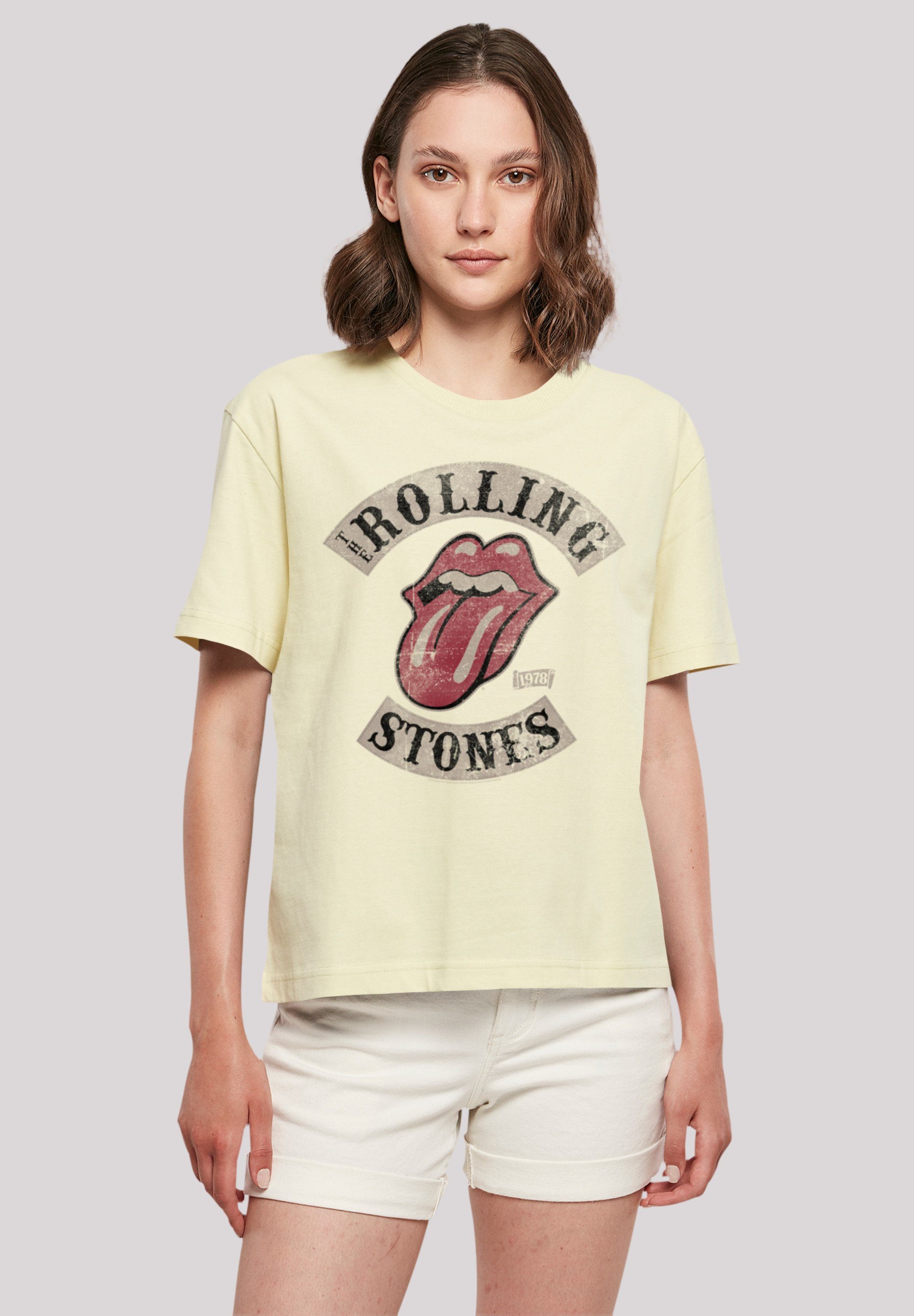 F4NT4STIC T-Shirt The Rolling Stones Tour \'78 Vector Print, Gerippter  Rundhalsausschnitt für stylischen Look