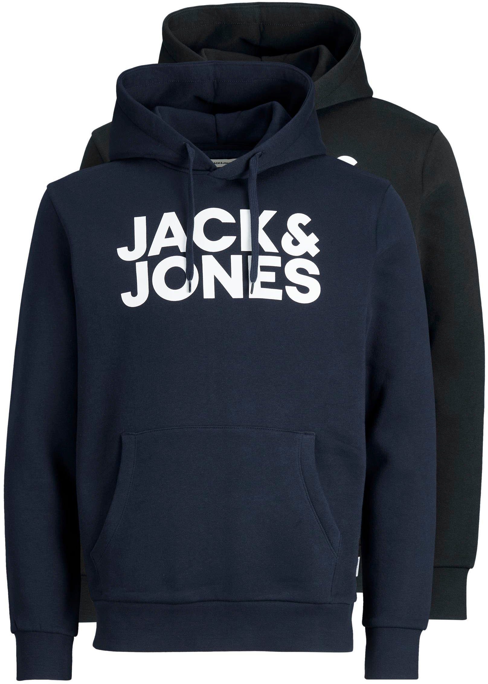 schwarz, Jones HOOD Kapuzensweatshirt navy 2er-Pack) 2-tlg., & Jack CORP LOGO SWEAT (Packung,