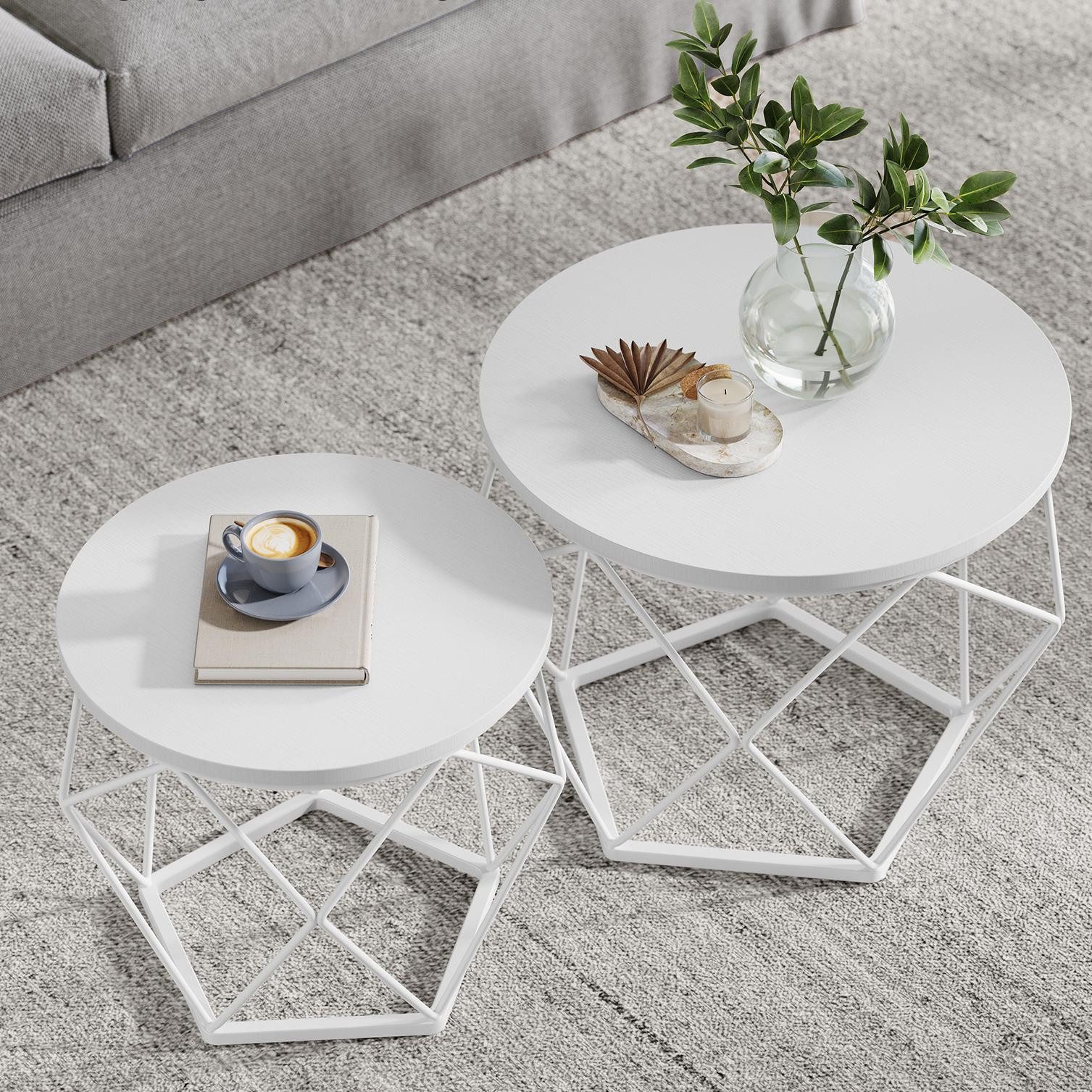 VASAGLE Couchtisch (2er Set), Beistelltisch, abnehmbare Tischplatte, Ø50x40 günstig online kaufen