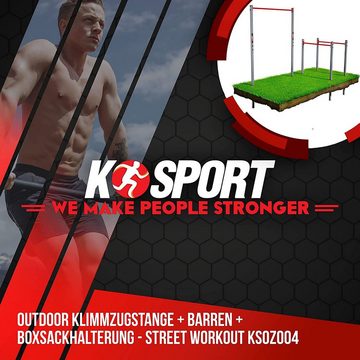 K-SPORT Klimmzugstange Stationäre Outdoor Klimmzugstange + Dip Station bis 150 kg belastbar I Wetterfeste Kraftstation mit Pull-Up Bar & Dip Stange I Klimmzug Dip Station I Pull Up Mate I Professionelle Fitnessgeräte für Zuhause, Made in EU!