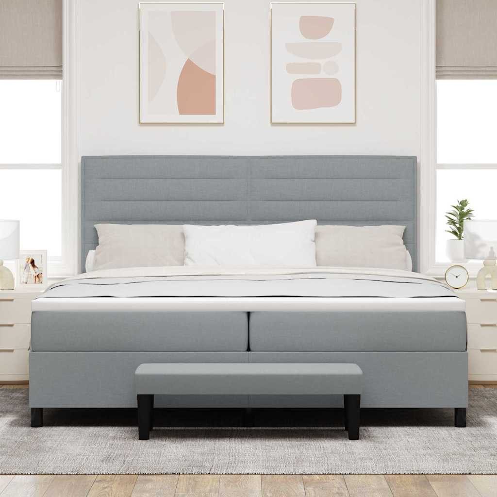 vidaXL Bett Boxspringbett mit Matratze Hellgrau 200 x 200 cm Stoff (1-tlg) günstig online kaufen