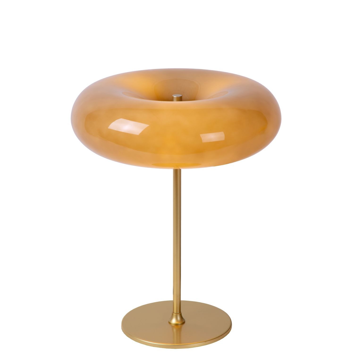 Licht-Erlebnisse Tischleuchte ZARIN, ohne Leuchtmittel, Glas Metall rund Ø 30 cm 37 cm hoch in Messing Taupe G9 3-flammig