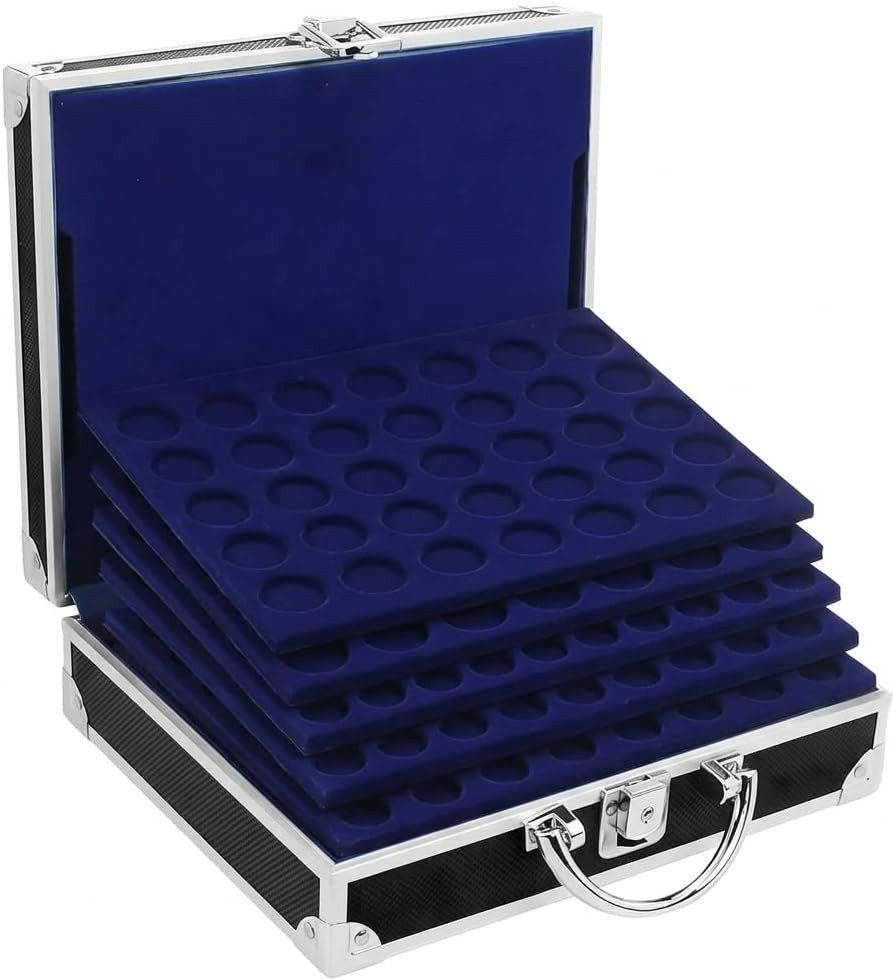 Safe-Album Münzetui Alu Münzkoffer inkl. 6 Tableaus für 200 Münzen 19-41 mm I SAFE
