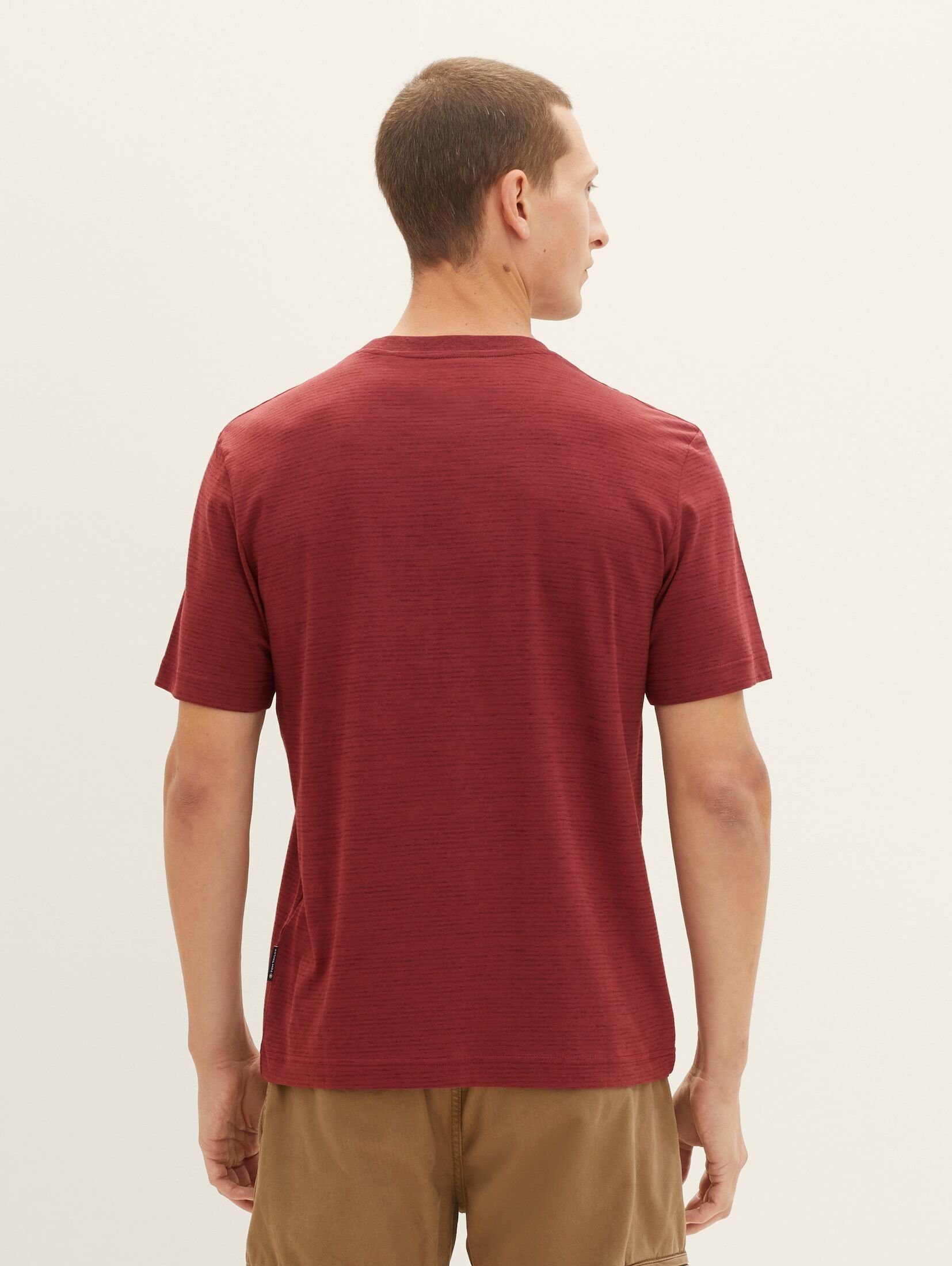 TOM TAILOR bordeaux red stripy Strukturiertes inject T-Shirt T-Shirt