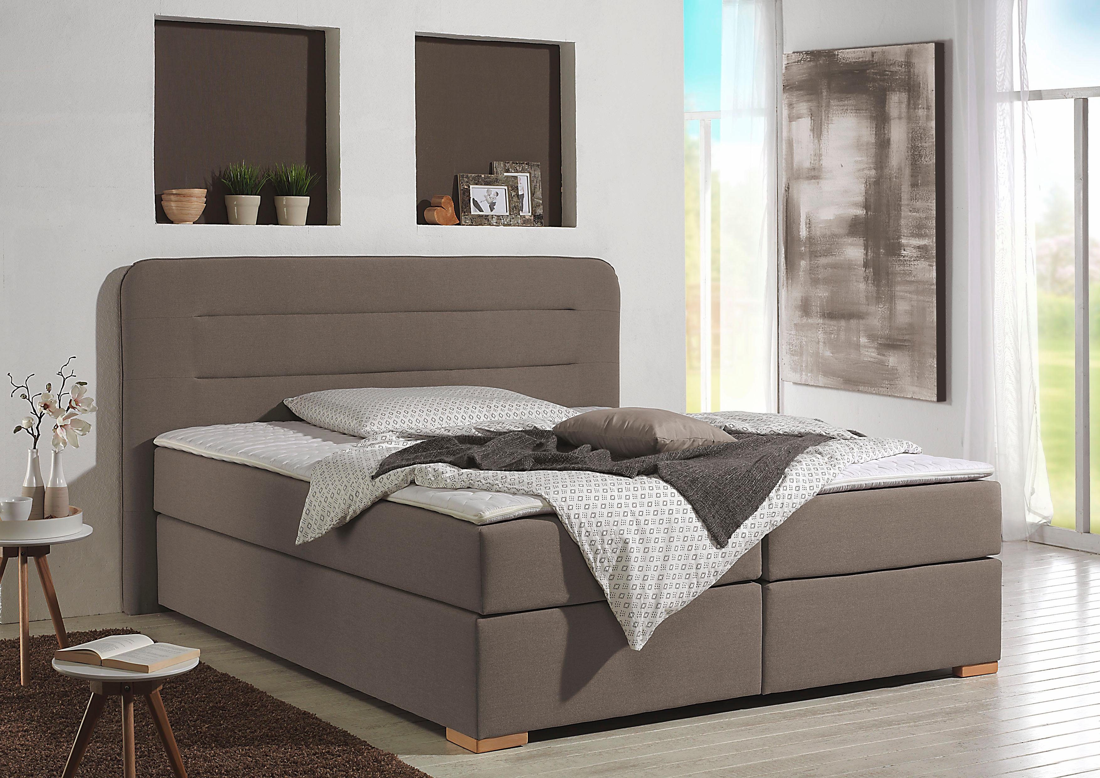 Home affaire Boxspringbett Manchester, 5 Breiten, 3 Ausführungen, 2 Härtegraden, Topper, Steppung
