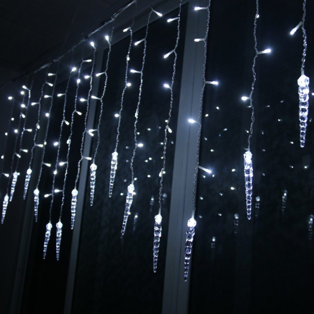 LED-Lichterkette Geländer Anschließbar, Modi, Außen Garten Innen Wasserdicht, Fenster, Weihnachtsdek, Eisregen Vorbau, 8 Sunicol Party Weiß Beleuchtung, 3.5M für