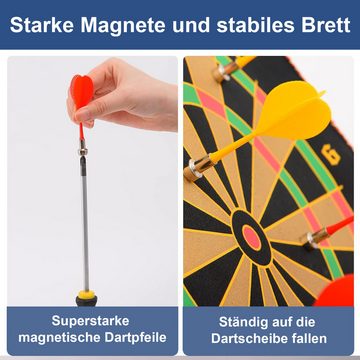 MODFU Dartscheibe Magnetisch Sichere Dartscheiben Dartboard Doppelseitige 12 Pfeilen Set, (aufrollbar 15 inch mit 12 Sicheren Darts), für Kinder Erwachsene Indoor Outdoor Spiel