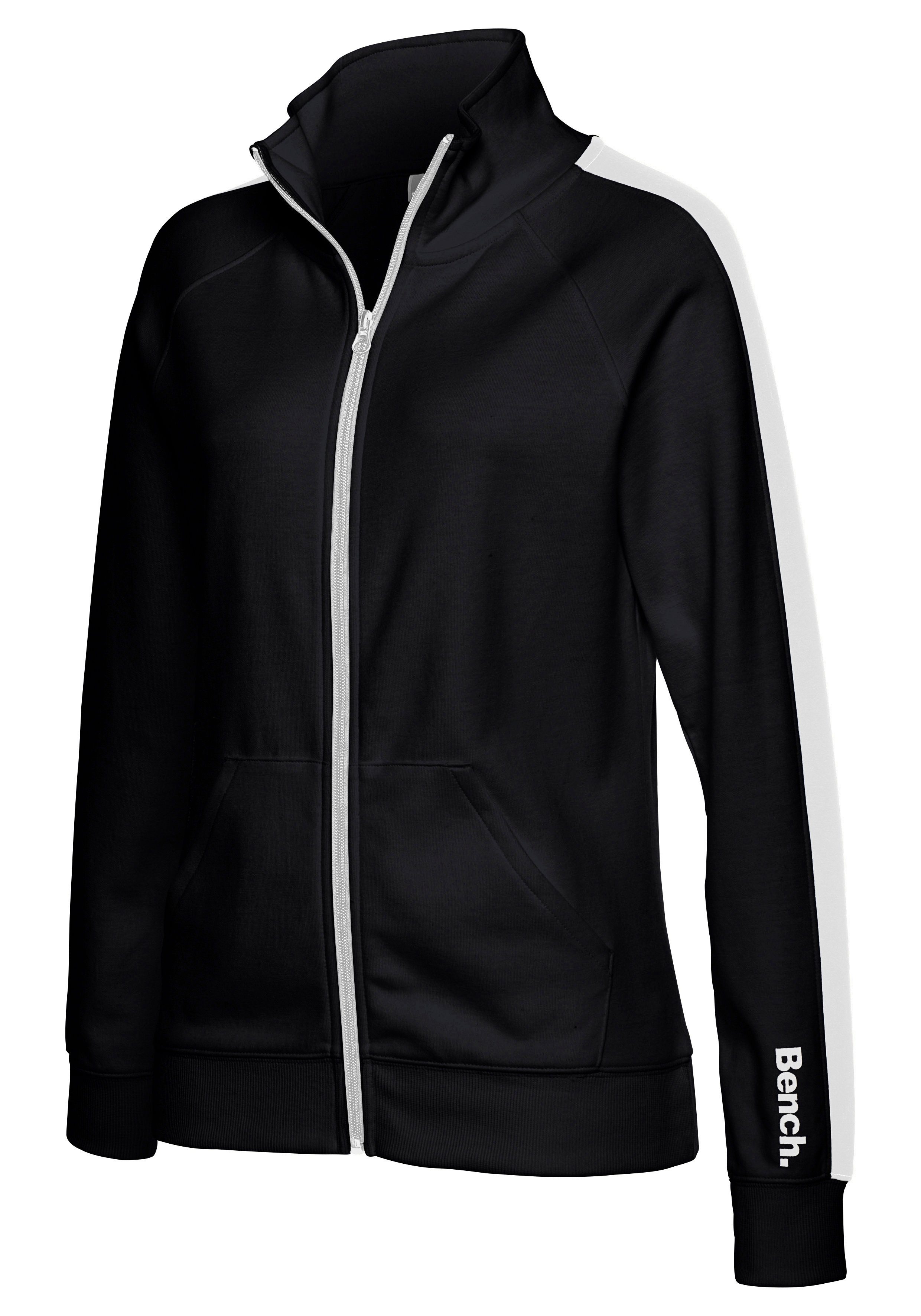 Bench. Loungewear Sweatjacke mit Seitenstreifen und Stehkragen, Home- und Loungewear Serie