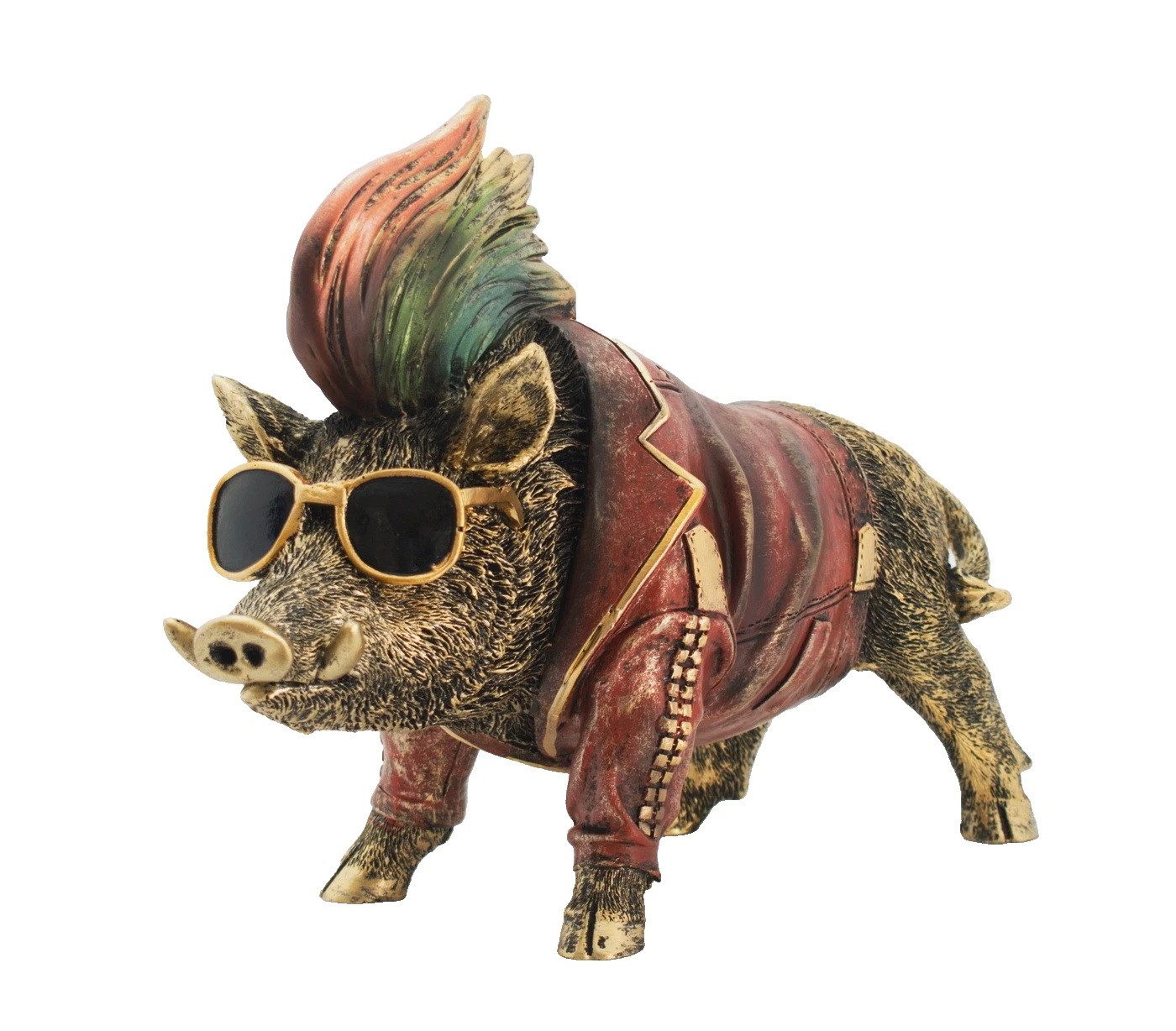 Kaufhaus le petit Tierfigur Deko Schwein Wildschwein Keiler Tier Figur Skulptur Objekt Sau Eber, Ferkel Dekofigur Dekoskulptur Dekoobjekt aus Polyresin (Kunststein)