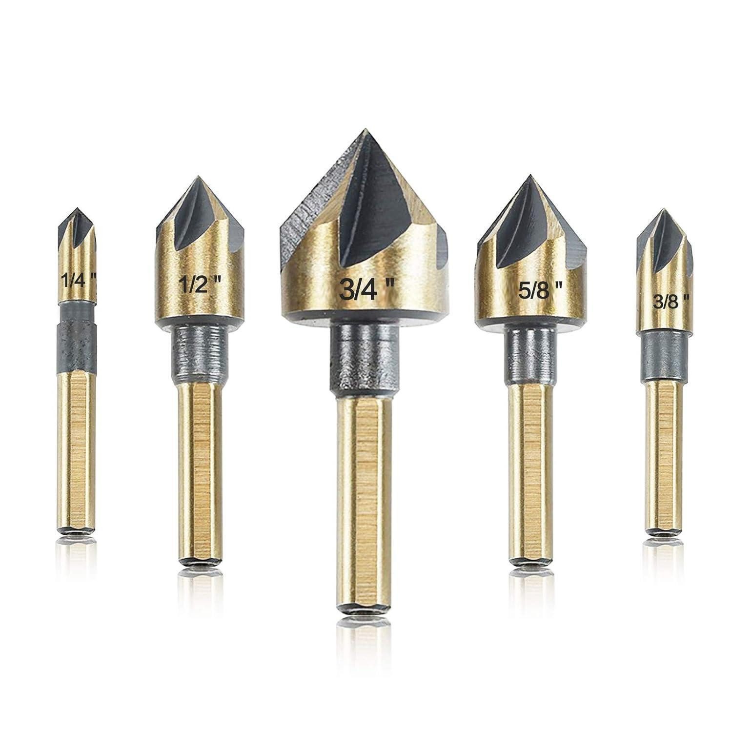 LuxusKollektion Kegelsenker Kegelsenker 5-teilig 82 Grad 6,10,12,16,20 mm