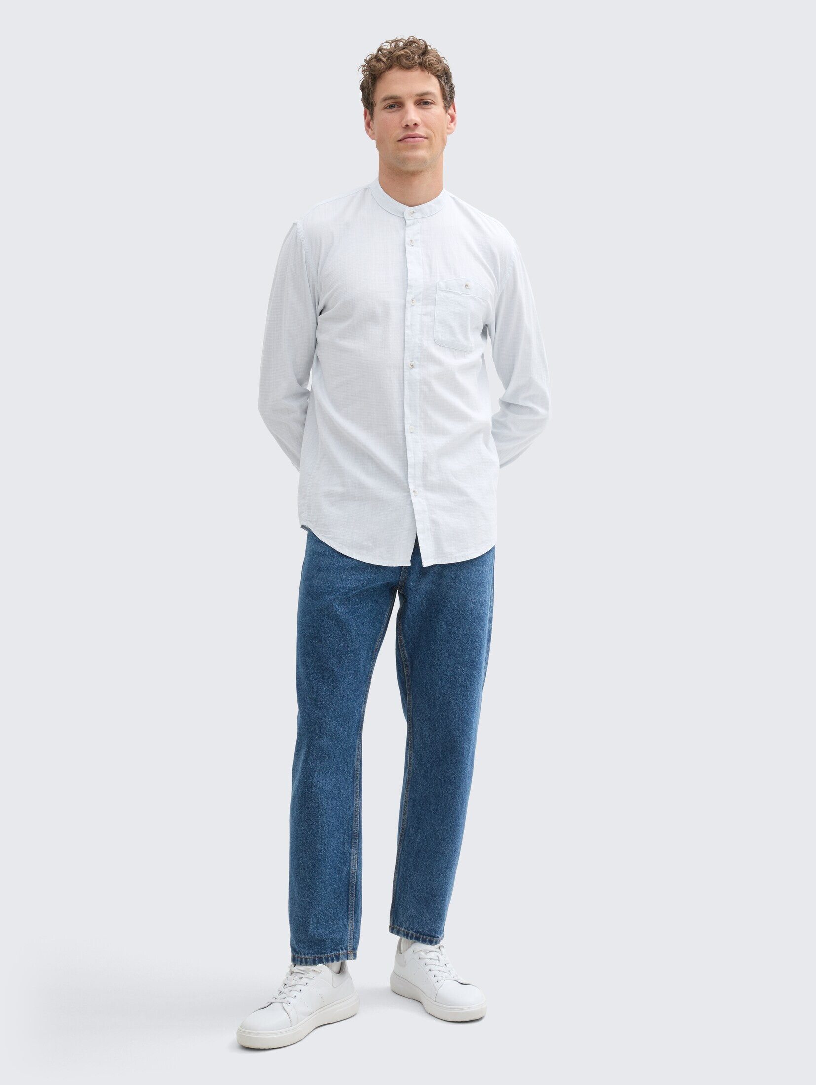 TOM TAILOR Denim Langarmhemd Blusen & Shirts Basic Fit Hemd mit Stehkragen