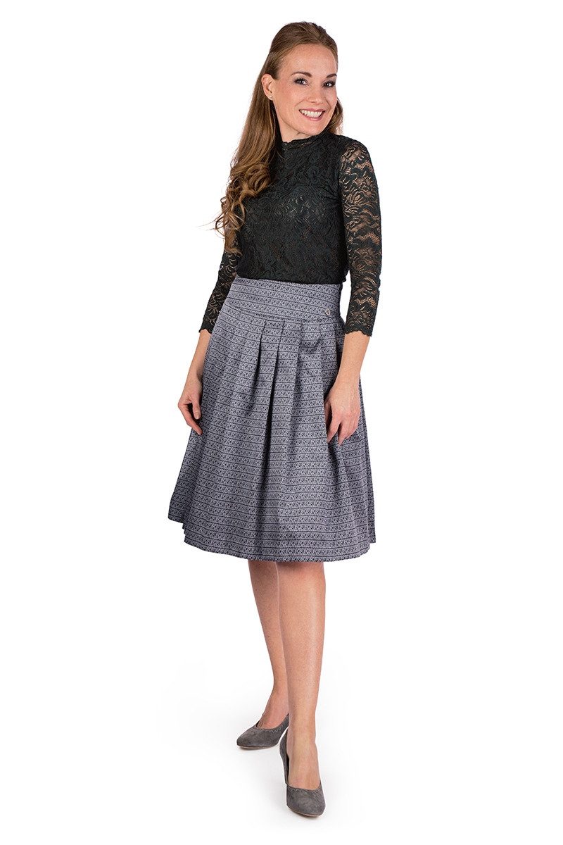 Spieth & Wensky Trachtenrock Trachtenrock - ALICIA - jeans/navy, silber/anthrazit