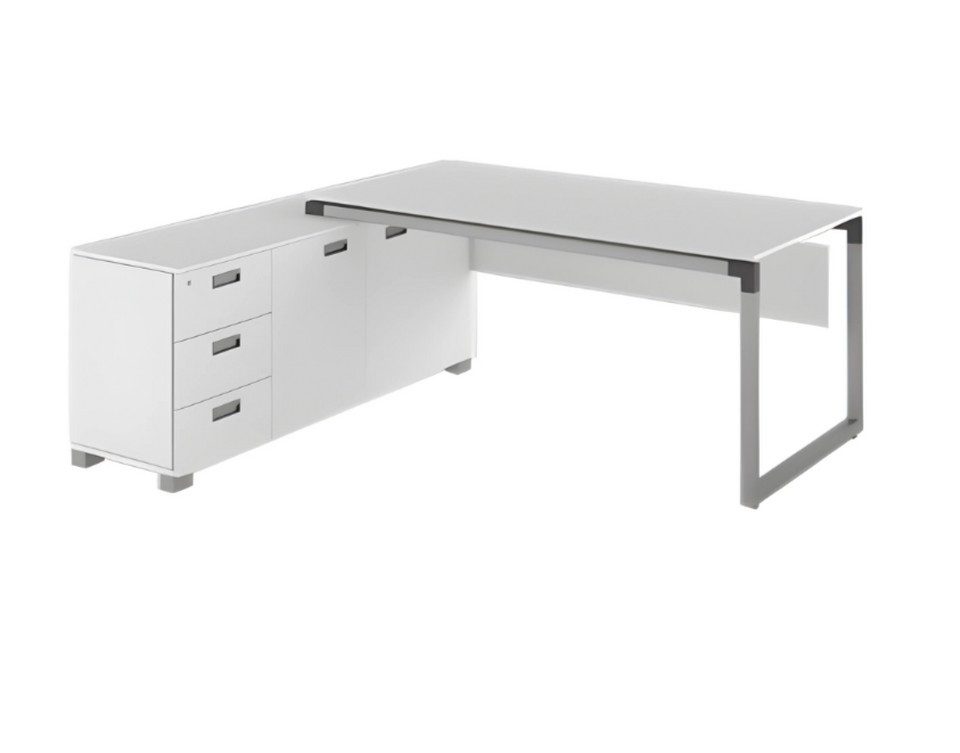 JVmoebel Eckschreibtisch Weißer Eckschreibtisch aus Holz mit stilvollem Design (1-St., Büro-Eckschreibtisch), Made in Europa