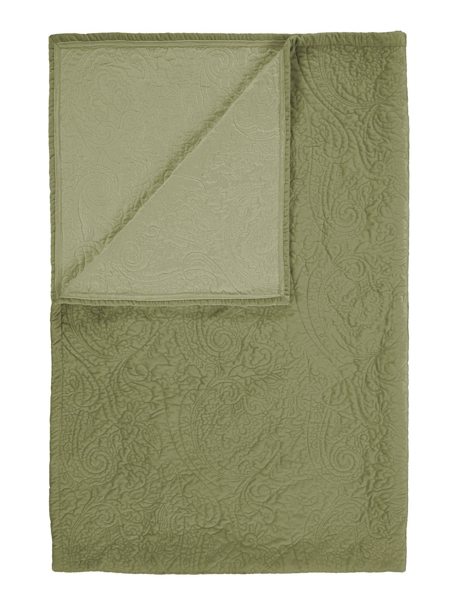 Tagesdecke Roeby, Essenza, mit elegant gesticktem Paisley-Muster Moss