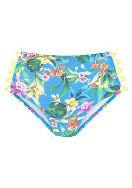 Venice Beach Bikini-Hose Hanni mit tropischem Print und gelben Details