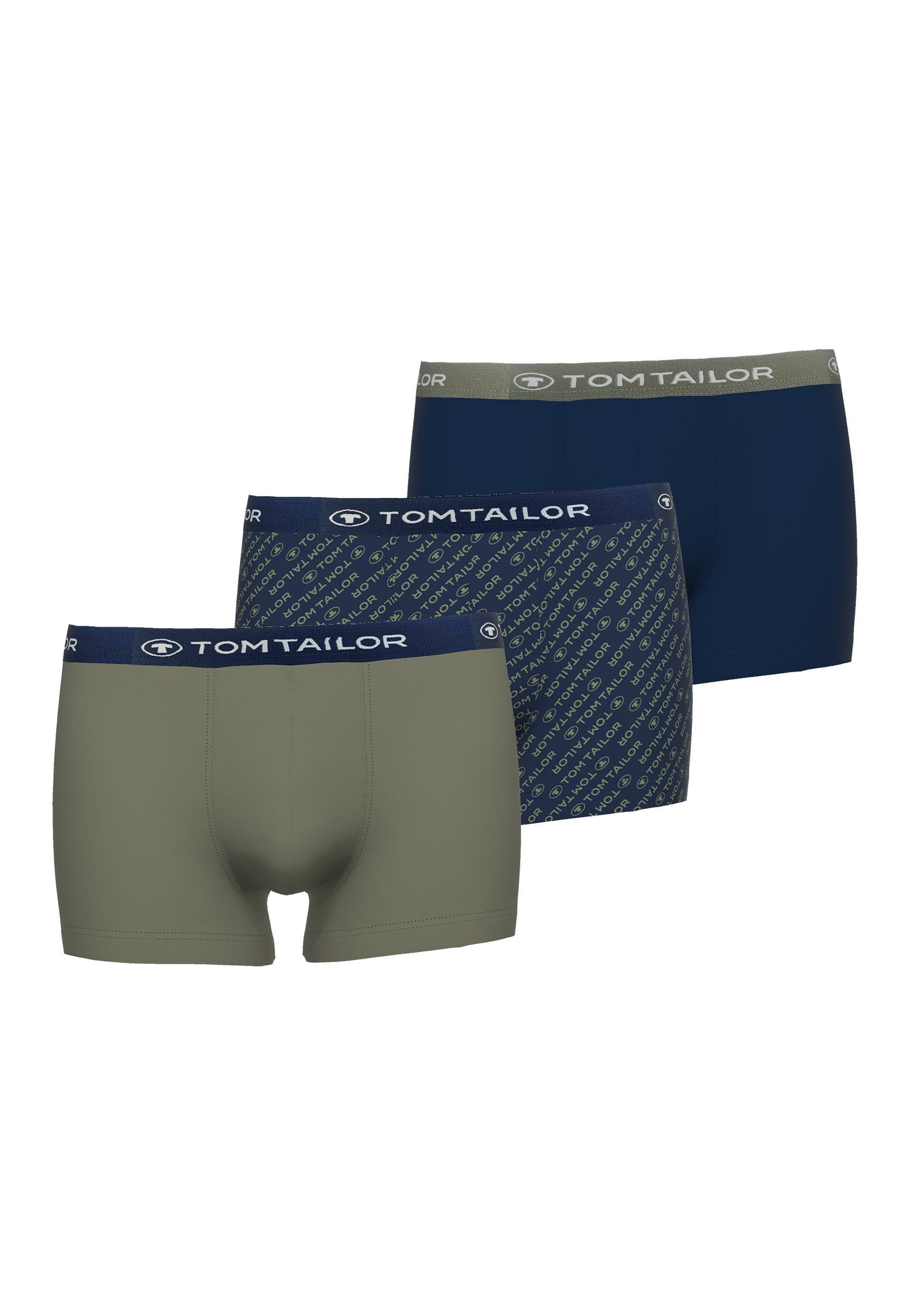 TOM TAILOR Boxershorts 3er TAILOR Pack Pants (3-St) TOM Hip blau-dunkel-Allover Herren bedruckt blau