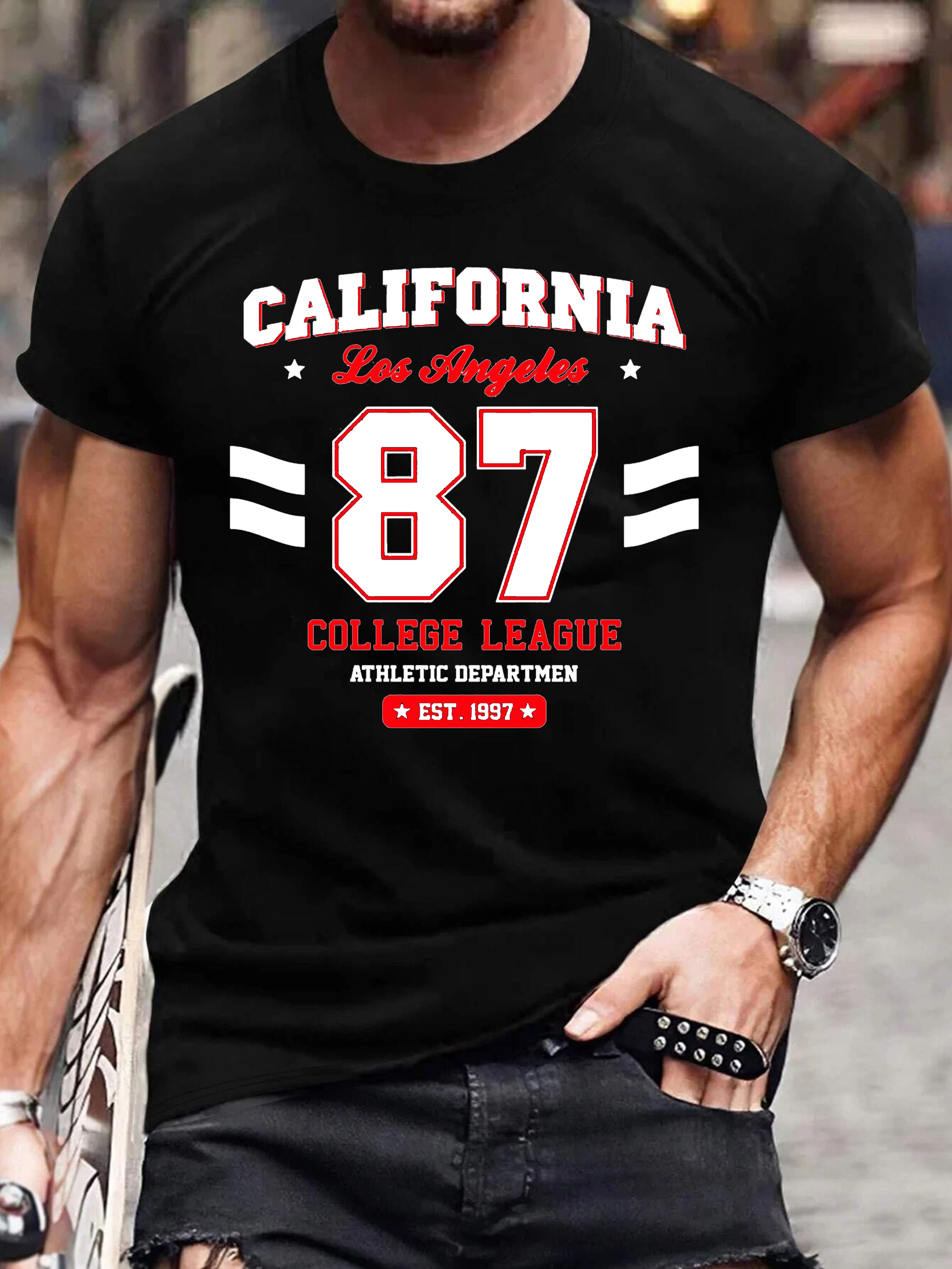 RMK T-Shirt Herren Shirt Rundhals Basic "California 87" aus Baumwolle