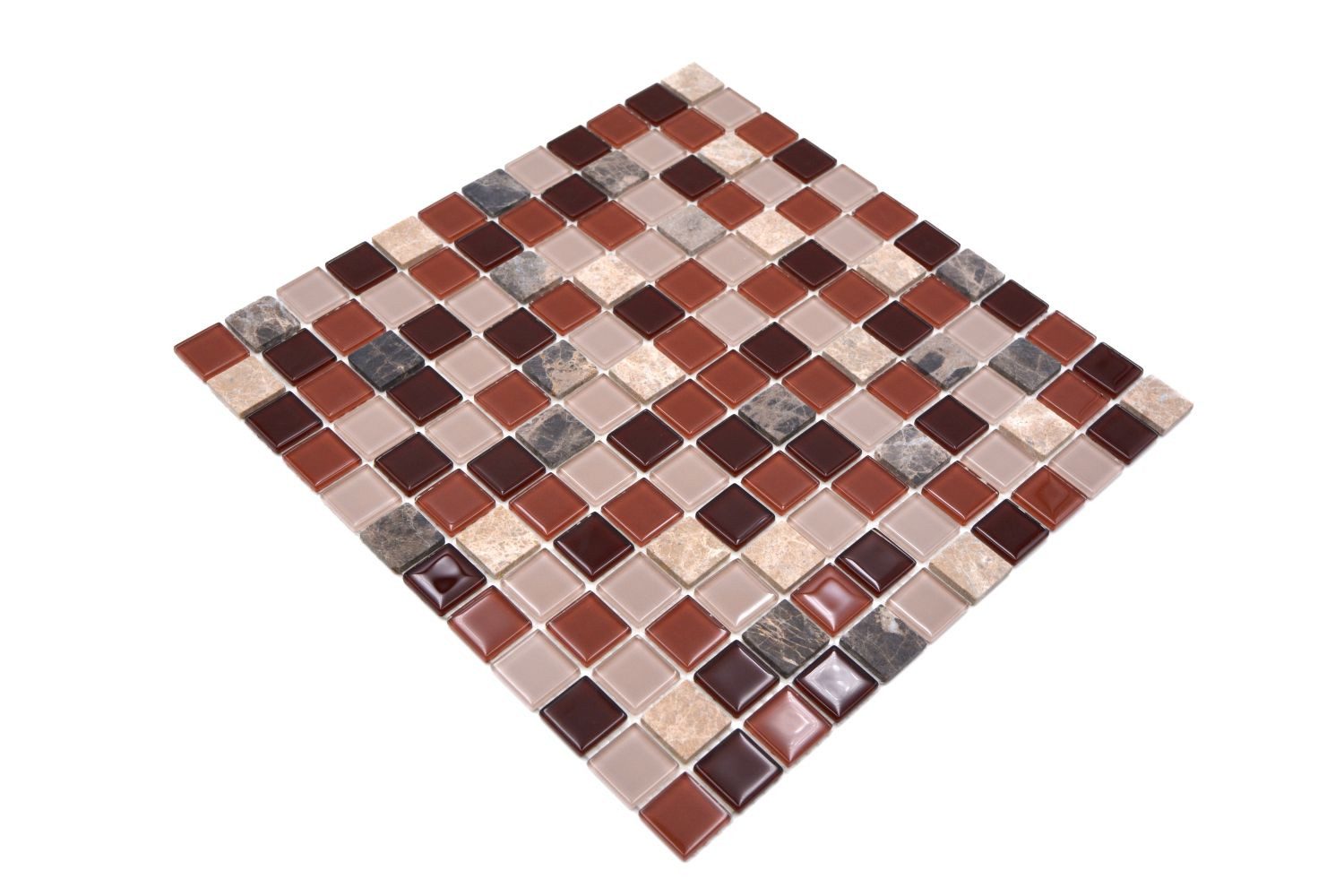 Mosani Mosaikfliesen selbst­kle­bende Naturstein Glasmosaik Fliesen 30x30 cm, Spritzwasserbereich geeignet, Küchenrückwand Spritzschutz