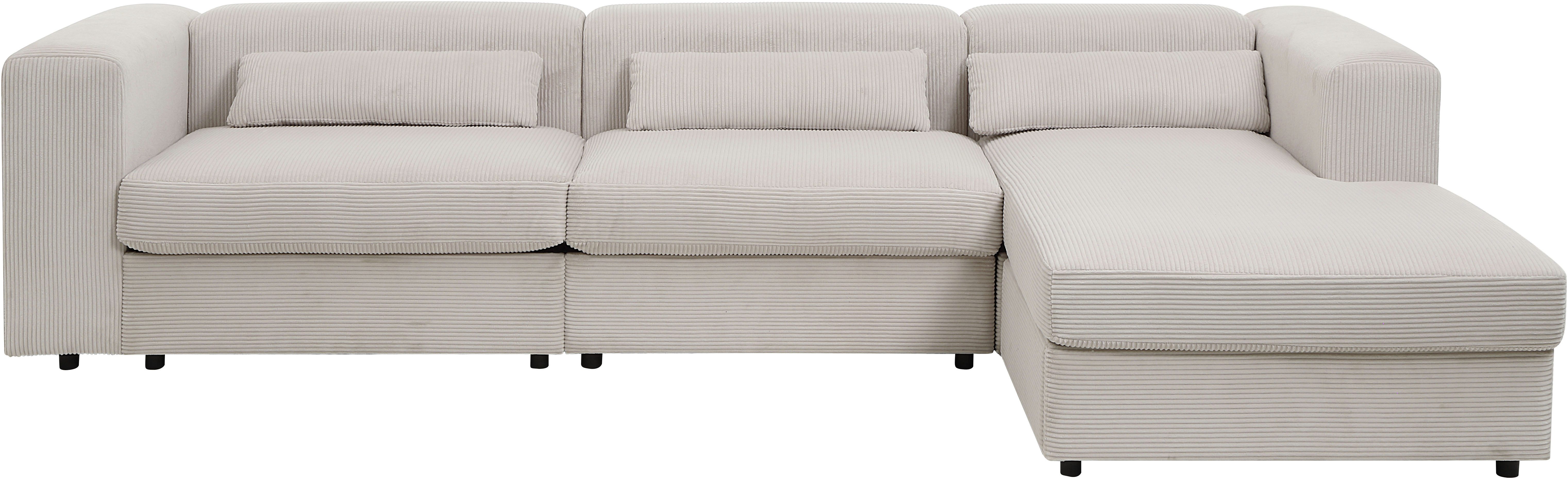 ATLANTIC home collection Ecksofa Uno, L-Form, Breite: 307cm, beidseitig montierbarem Longchair,mit Taschenfederkern, in Cord