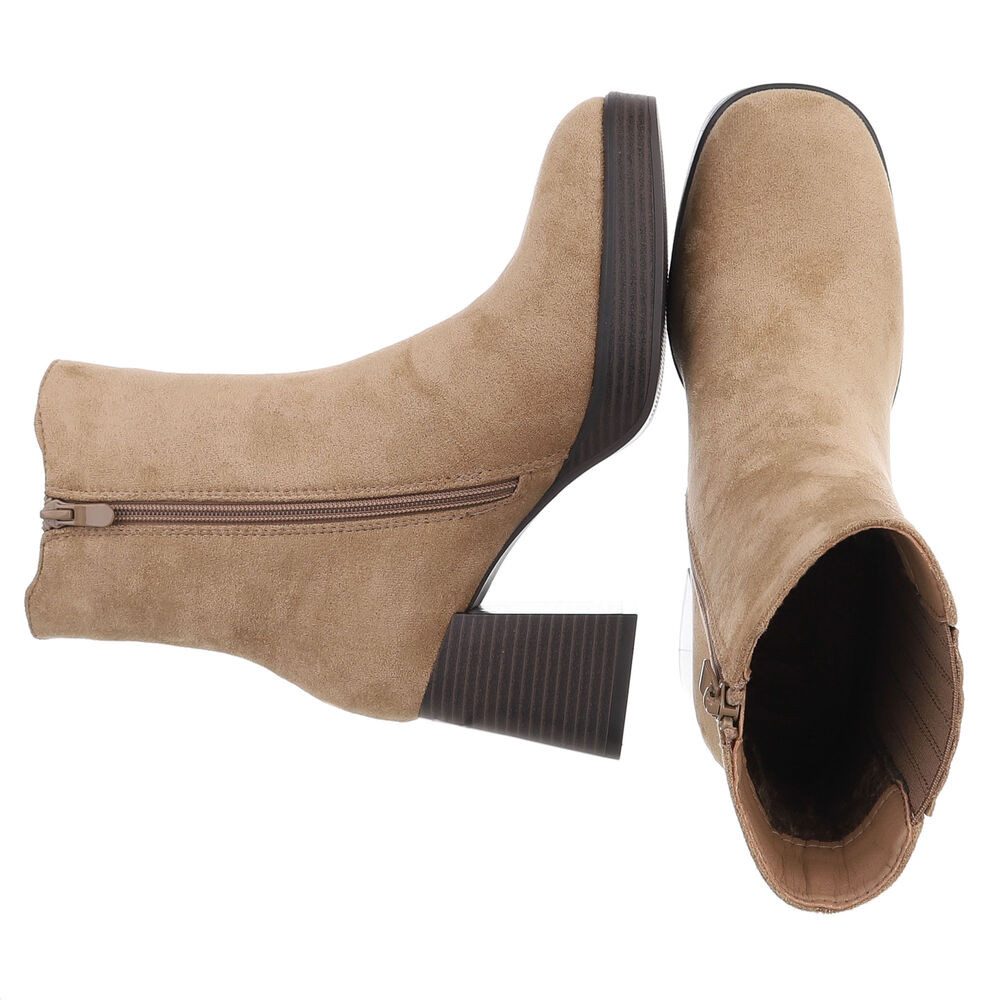 Ital-Design Stylischer Ankle Boot mit Blockabsatz für Damen High-Heel-Stiefelette (90726851) Blockabsatz Stiefeletten in Hellbraun