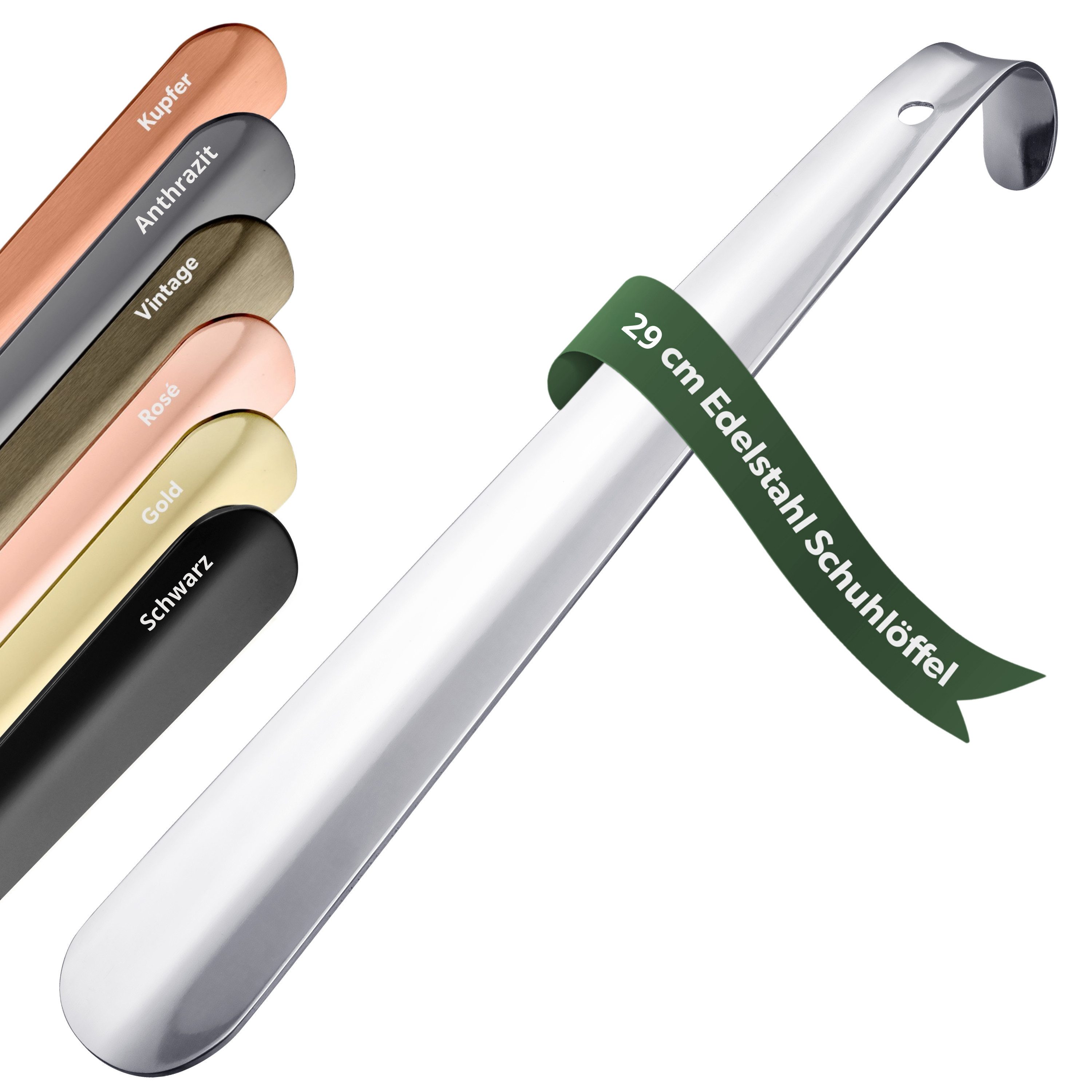 JK Trade Schuhlöffel 29cm Edelstahl poliert (1-tlg., klein & stabil), für jede Sporttasche – Silber, Aufhängbar & hochwertig verarbeitet