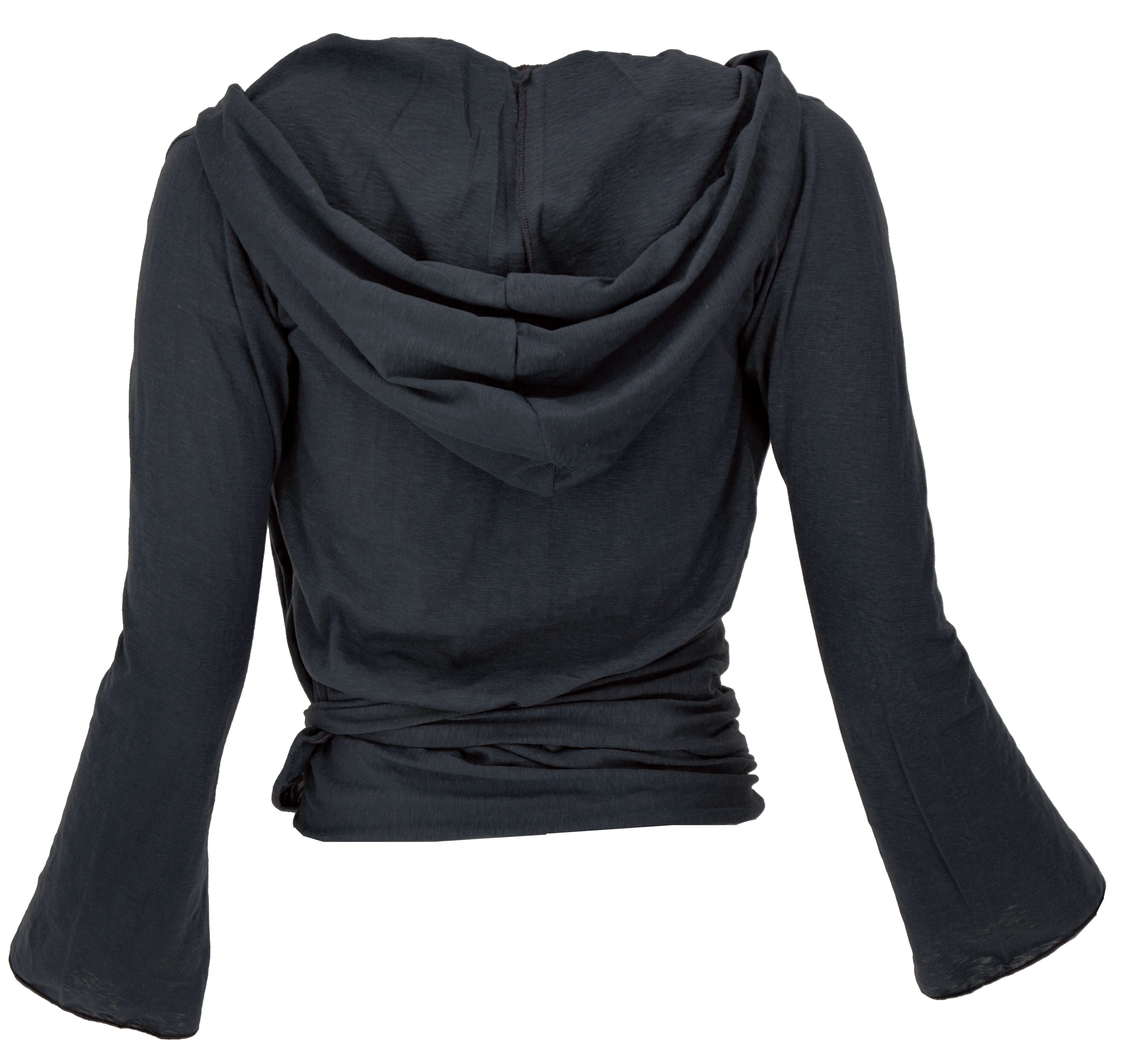 Wickelshirt, alternative mit.. Langarmshirt schwarz Yogashirt, Longsleeve Guru-Shop Bekleidung