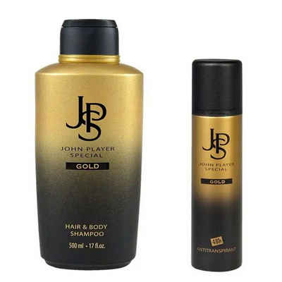 John Player Special Haarshampoo GOLD Hair & Body Shampoo 500 ml + Deo Spray 150 ml