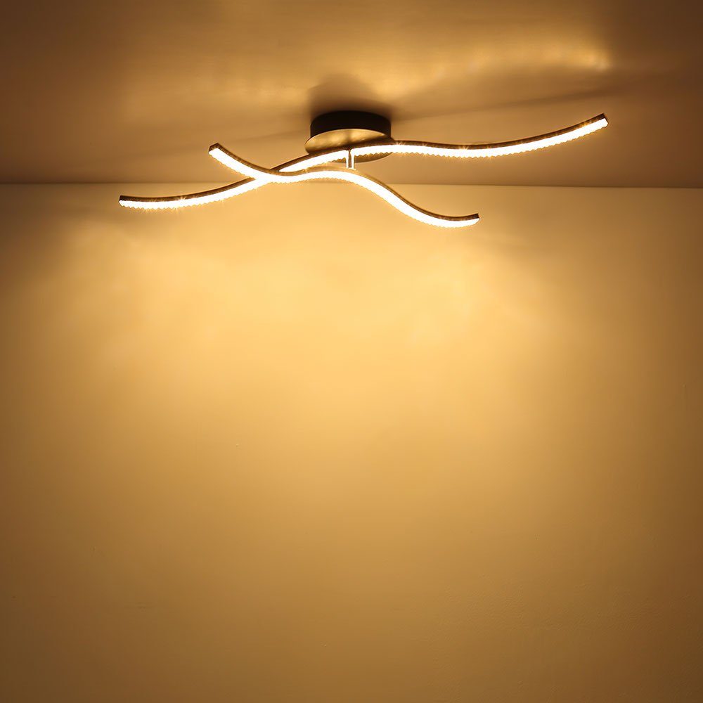 Lampe LED-Leuchtmittel Metall-Schwarz fest LED Warmweiß, LED Deckenleuchte Deckenleuchte, Kristall verbaut, 2-Flammig etc-shop