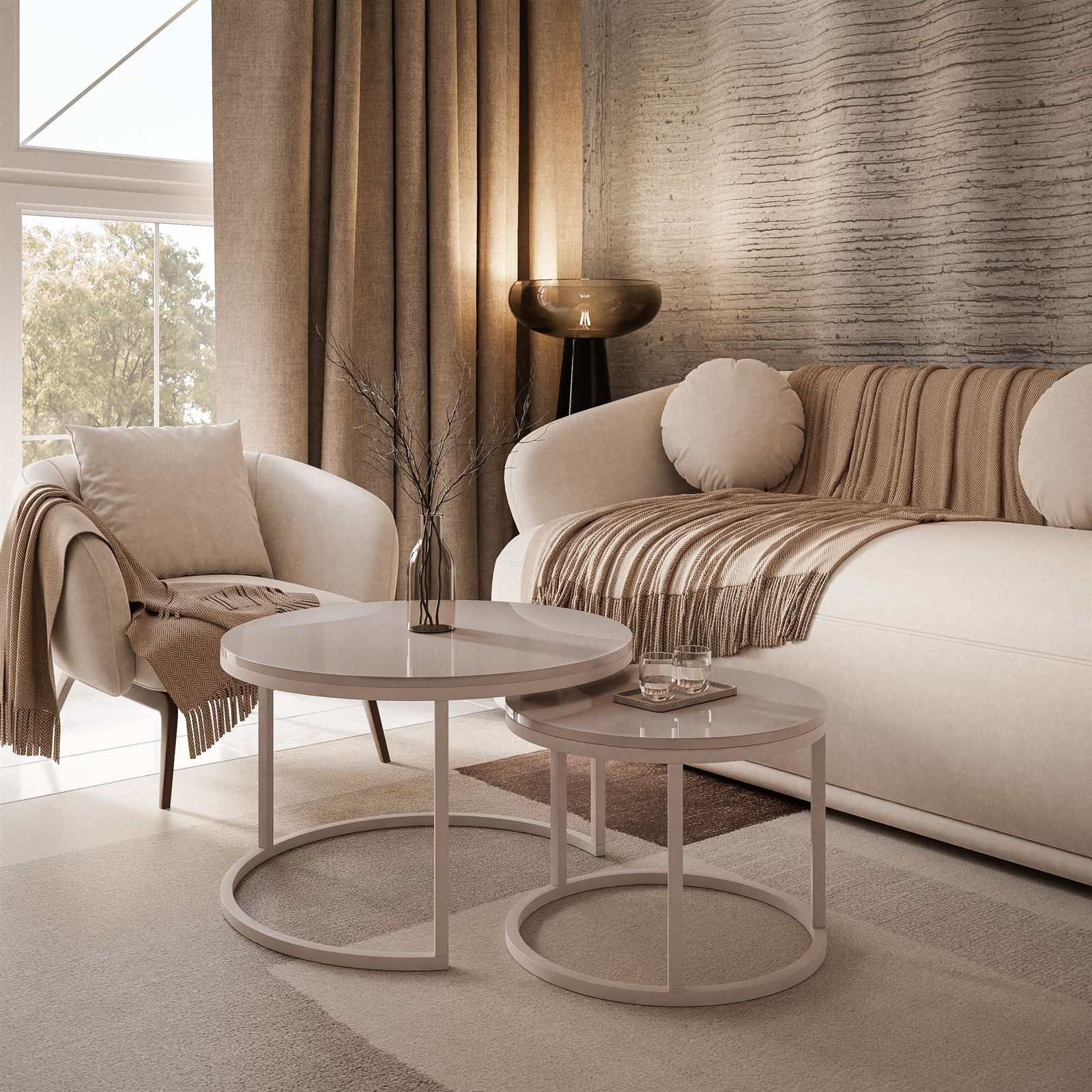 Lookway Couchtisch CIRI 2in1 KASCHMIR (2er-Set), Durchmesser: ⌀70 cm und ⌀5 günstig online kaufen