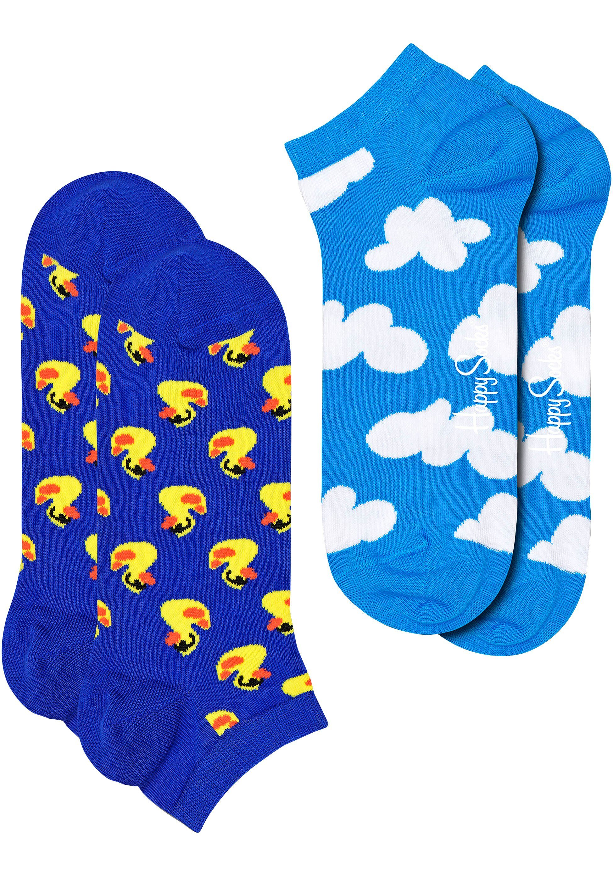 Happy Socks Kuschelsocken 2-Pack Rubber Dock Low Sock (Packung, 2-Paar) Enten & Wolken