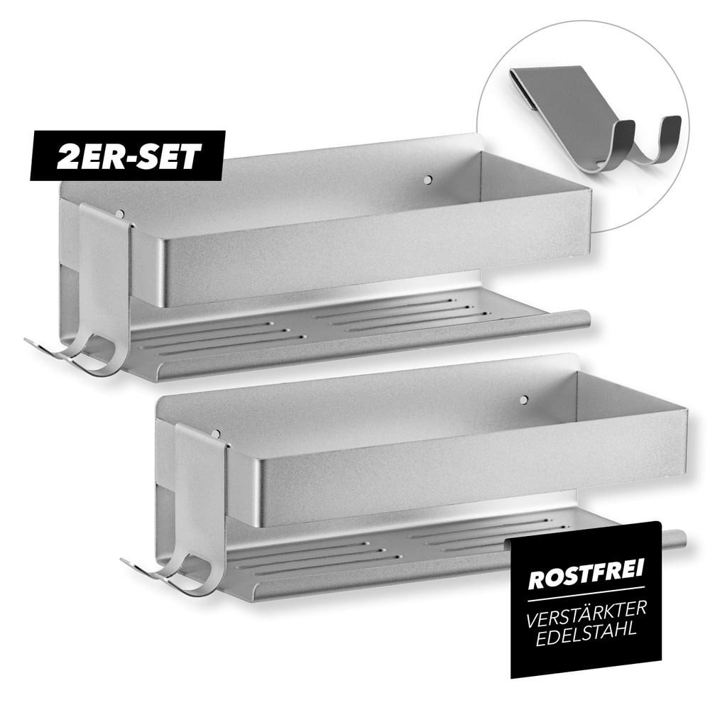 Benkstein Duschablage Dusch-Organizer zum Kleben oder Bohren 2er-Set, 2-tlg günstig online kaufen