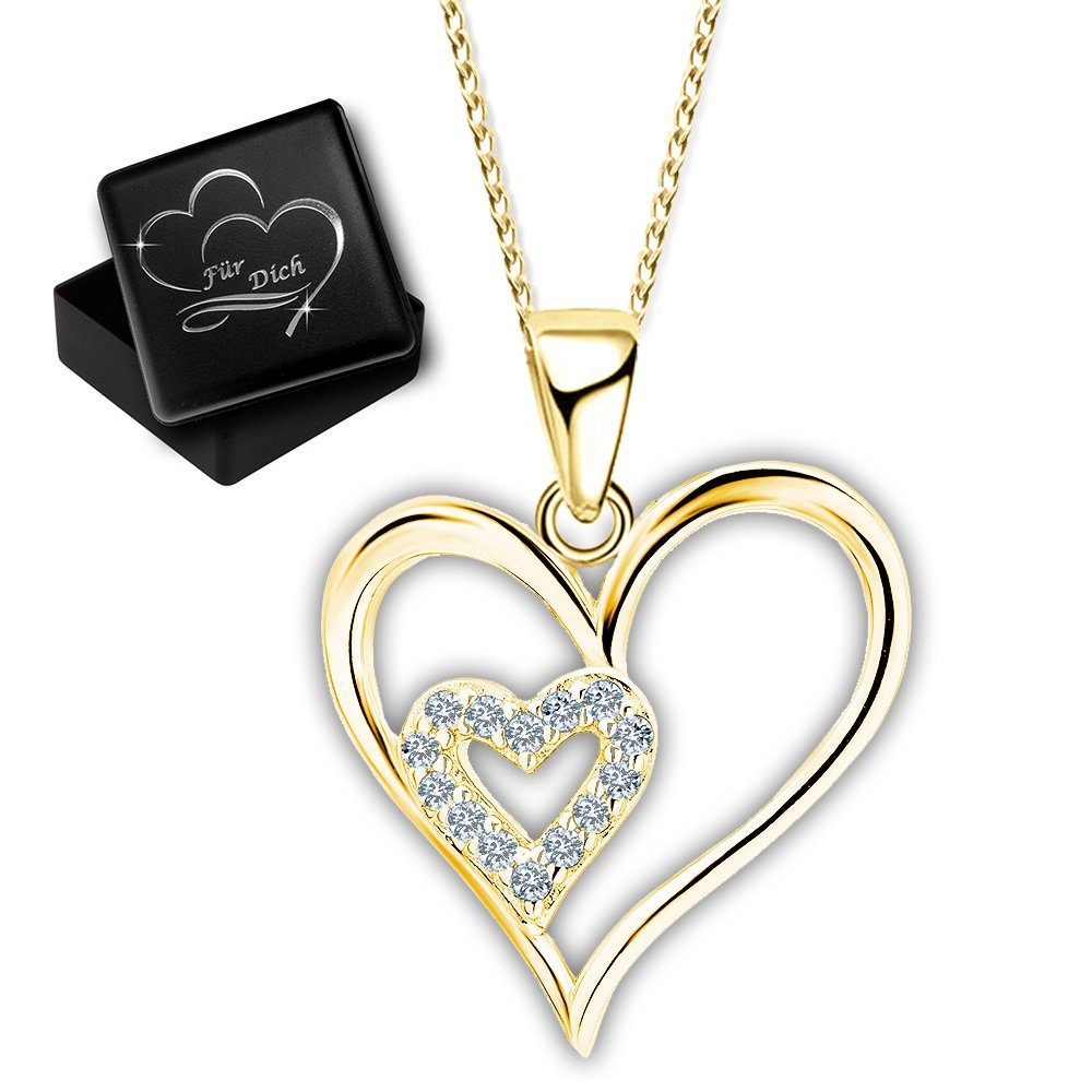 Limana Kette mit Anhänger 925 Sterling Silber Herzkette Liebe Gold Rosegold günstig online kaufen