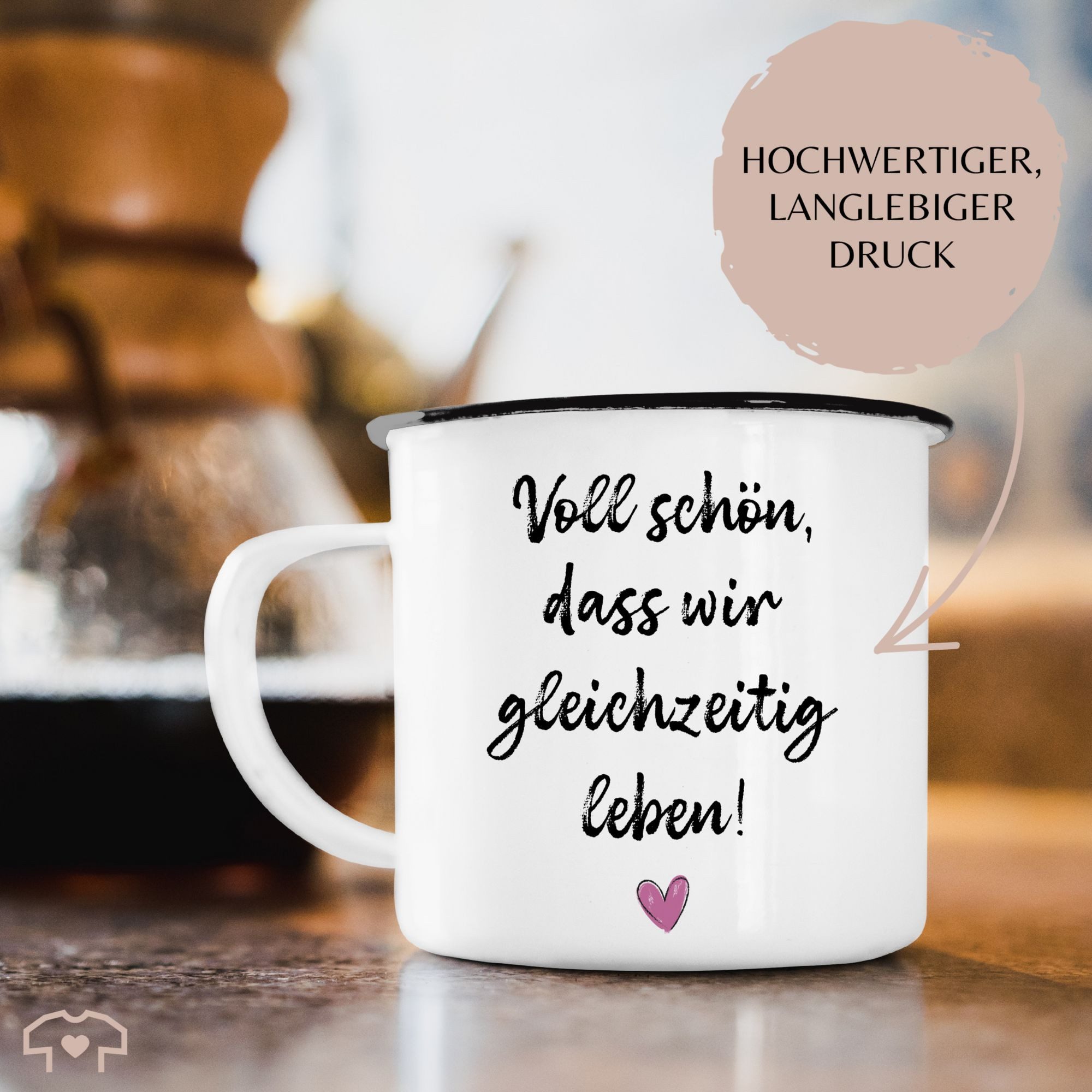 Shirtracer Becher Voll schön dass wir gleichzeitig leben I Freundschaft Geschenk für Pär, 1-tlg., Stahlblech, Pärchen