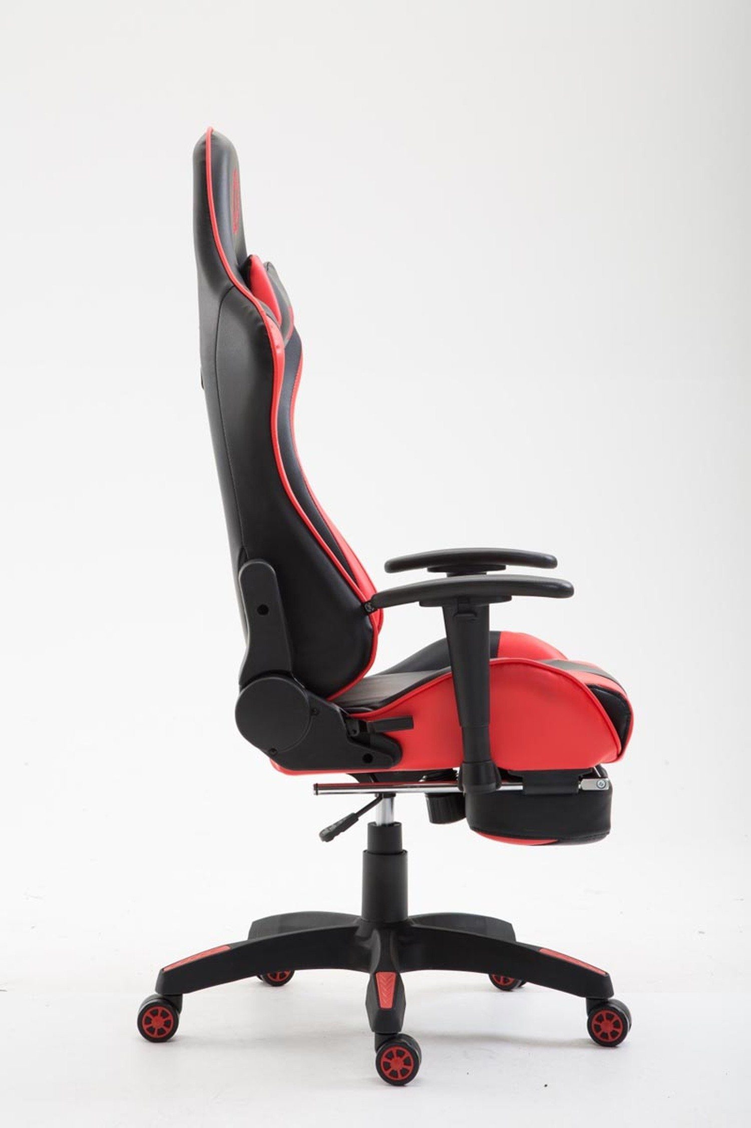 Kunststoff bequemer Gestell: mit geformter schwarz schwarz/rot Chefsessel, Rückenlehne Boack Kunstleder Sitzfläche: TPFLiving - (Schreibtischstuhl, Gaming-Stuhl ergonomisch Drehstuhl, Gamingstuhl),