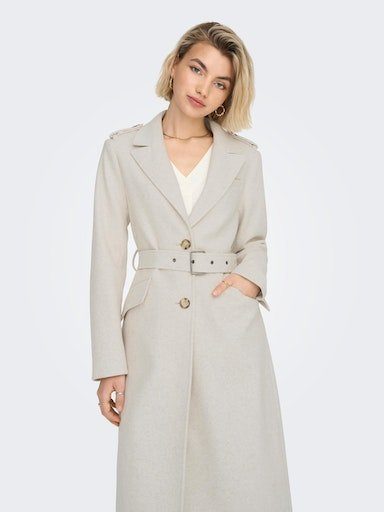 ONLY Langmantel COAT BELTED FILIPPA White Detail:MELANGE CC ONLSIF Whisper OTW LIFE