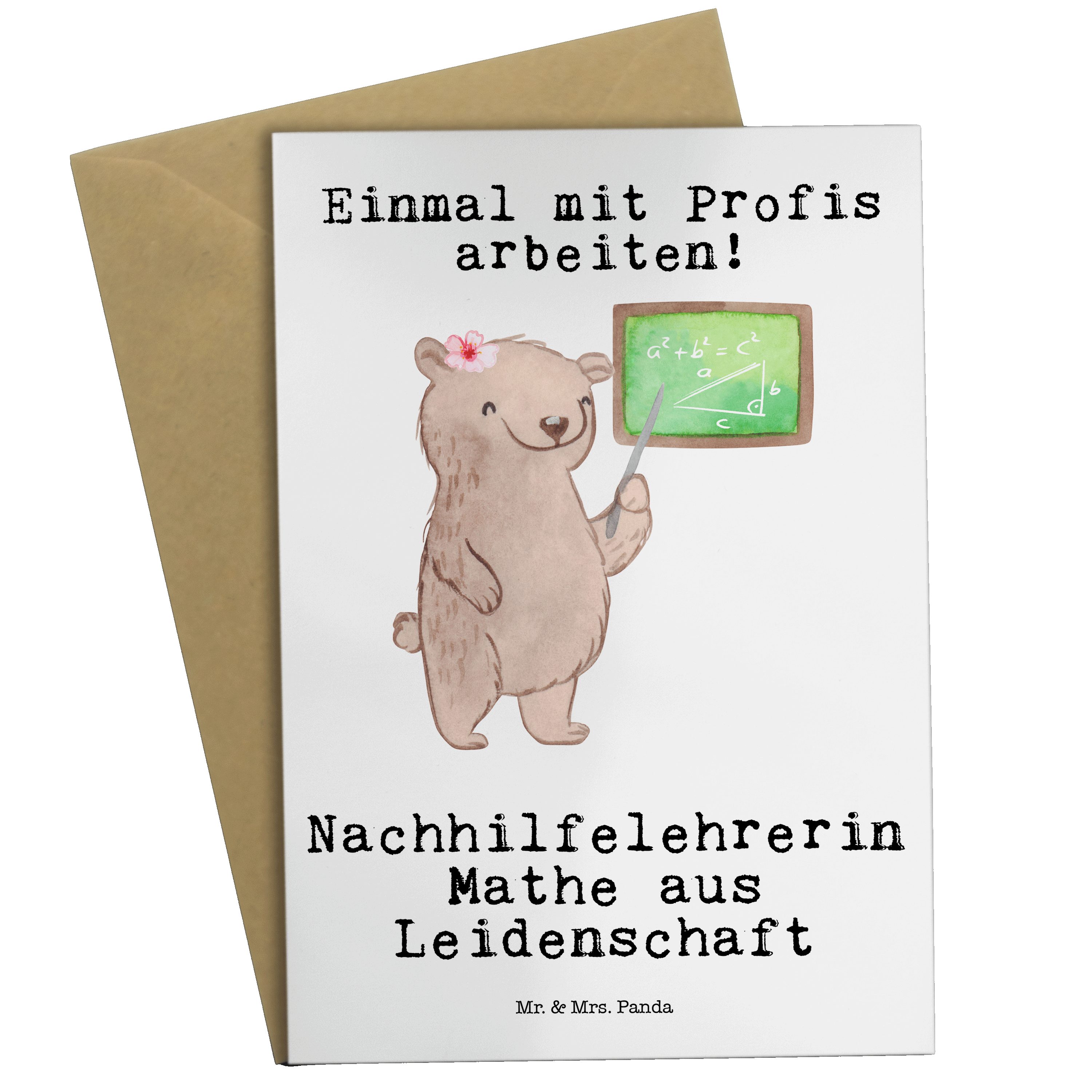 Erstes direkt geführtes Geschäft Mr. & Mrs. Weiß - Mathe - aus Nachhilfelehrerin Jubiläum Geschenk, Grußkarte Leidenschaft Panda