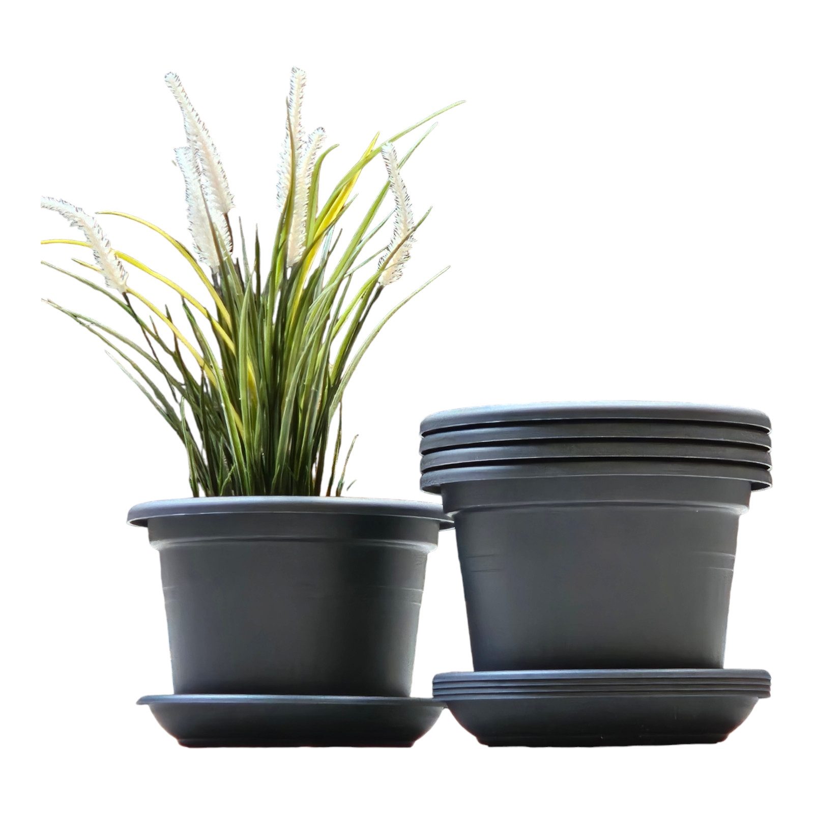 Teramico Übertopf Basic 15cm Anthrazit mit Untersetzer 4er SET, 100% Frostfest