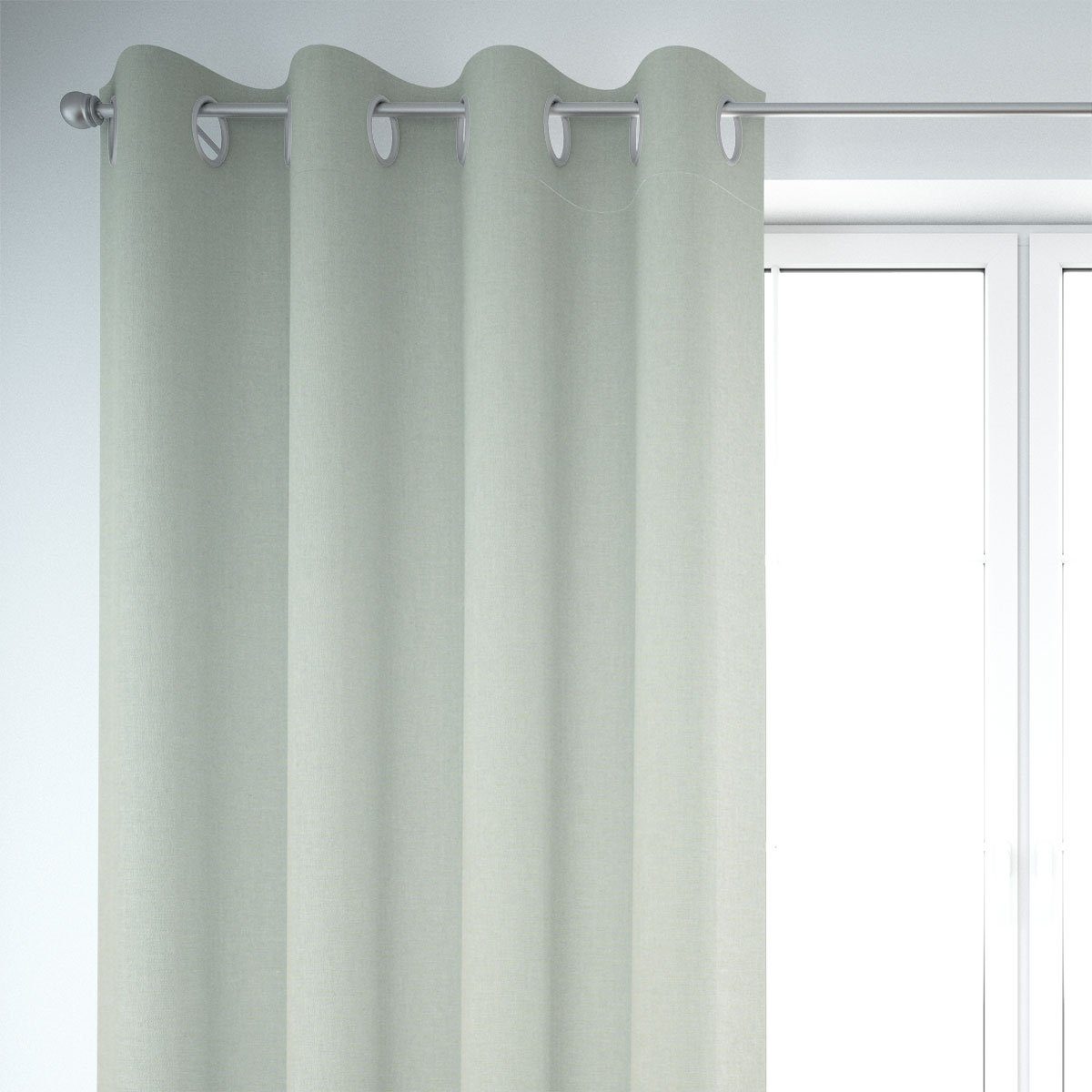 SCHÖNER LEBEN. Vorhang Gardine Leinenlook uni pastell mint 245cm, Ösen, blickdicht, Kunstfaser, made in Germany,handmade,vorgewaschen