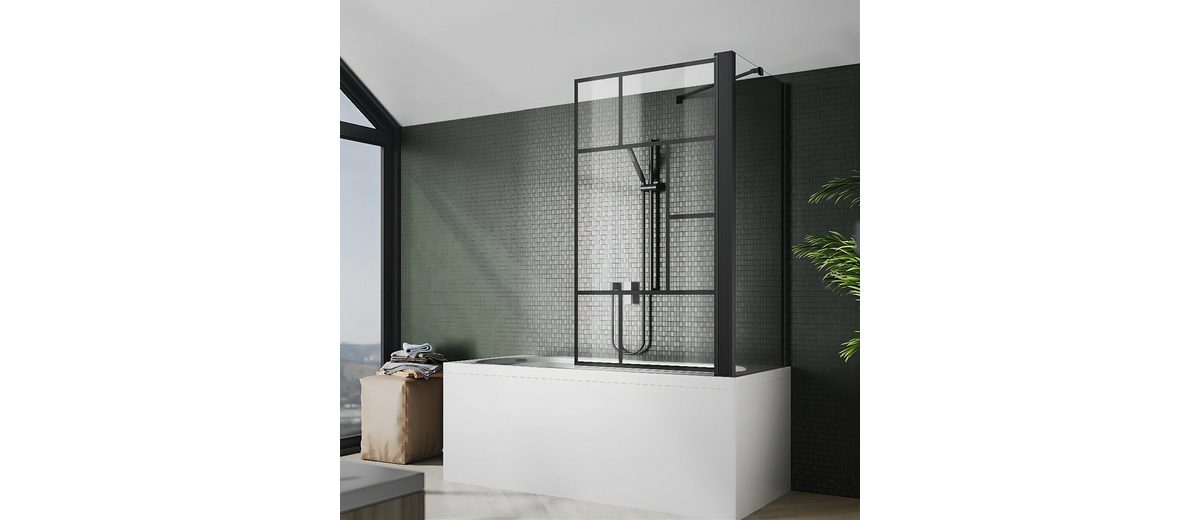 SONNI Badewannenaufsatz »NANO Glas, mit Seitenwand, Faltbar, 80x140cm, Schwarz, Faltwand