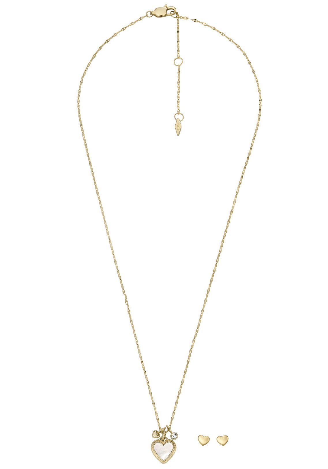 Fossil Ohrring und Ketten Set Herzen, JE...