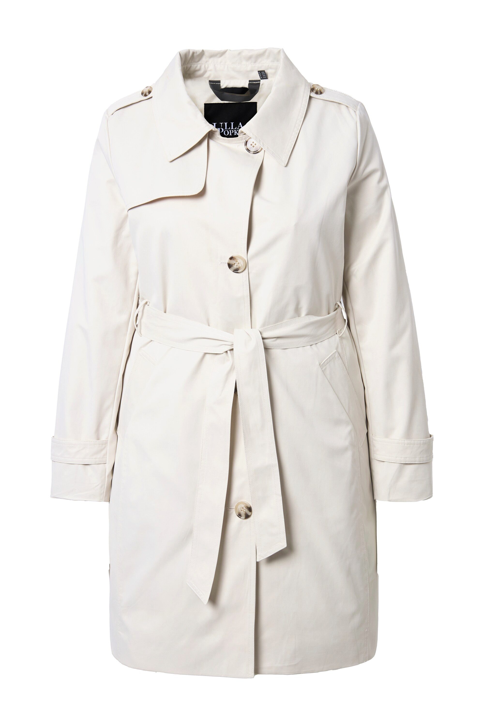 Ulla Popken Parka Trenchcoat A-Linie Mikropeach-Qualität Bindegürtel günstig online kaufen