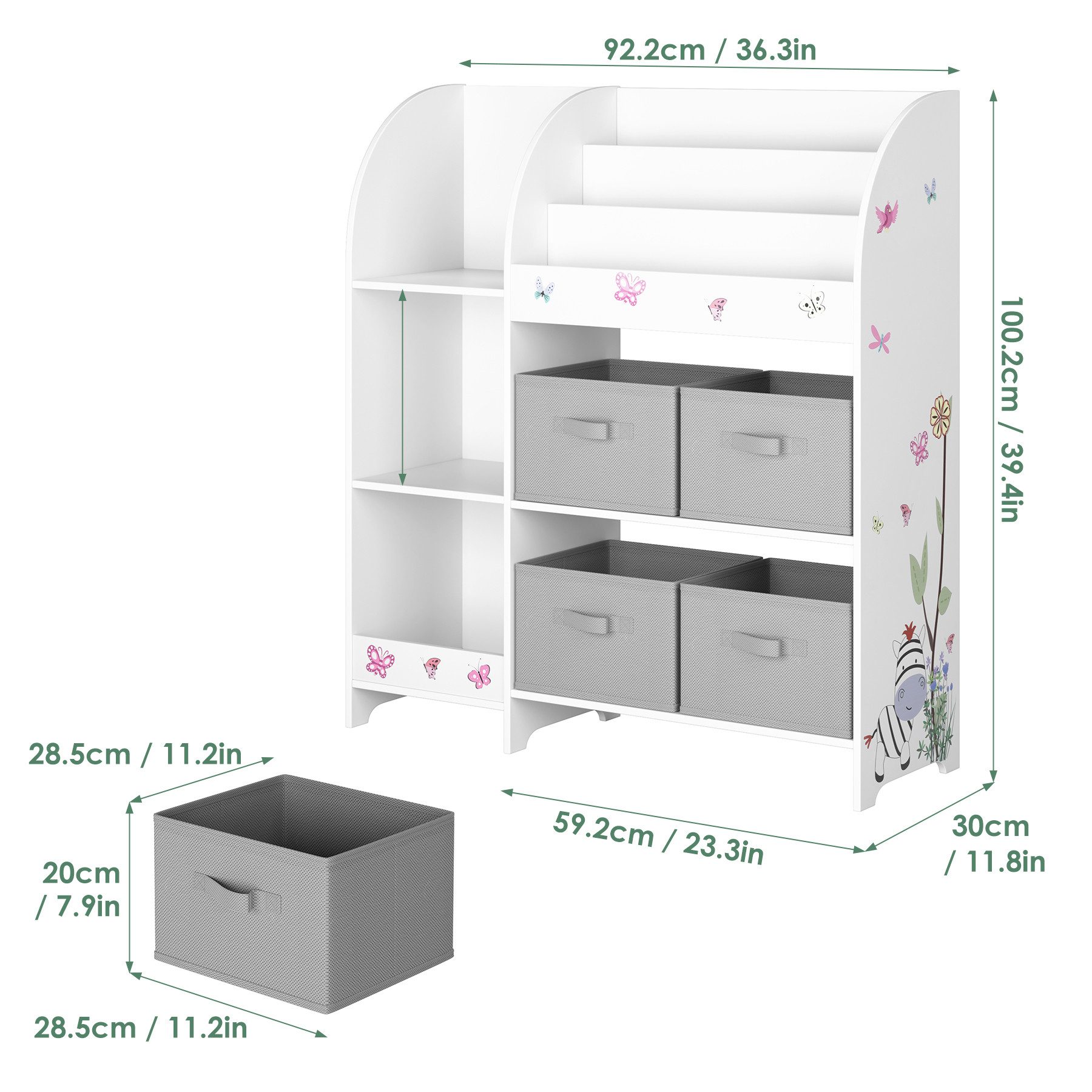 HOMECHO Spielzeugtruhe, Kinderregal mit 4 Stoffschubladen, Weiß, Kinderzimm günstig online kaufen